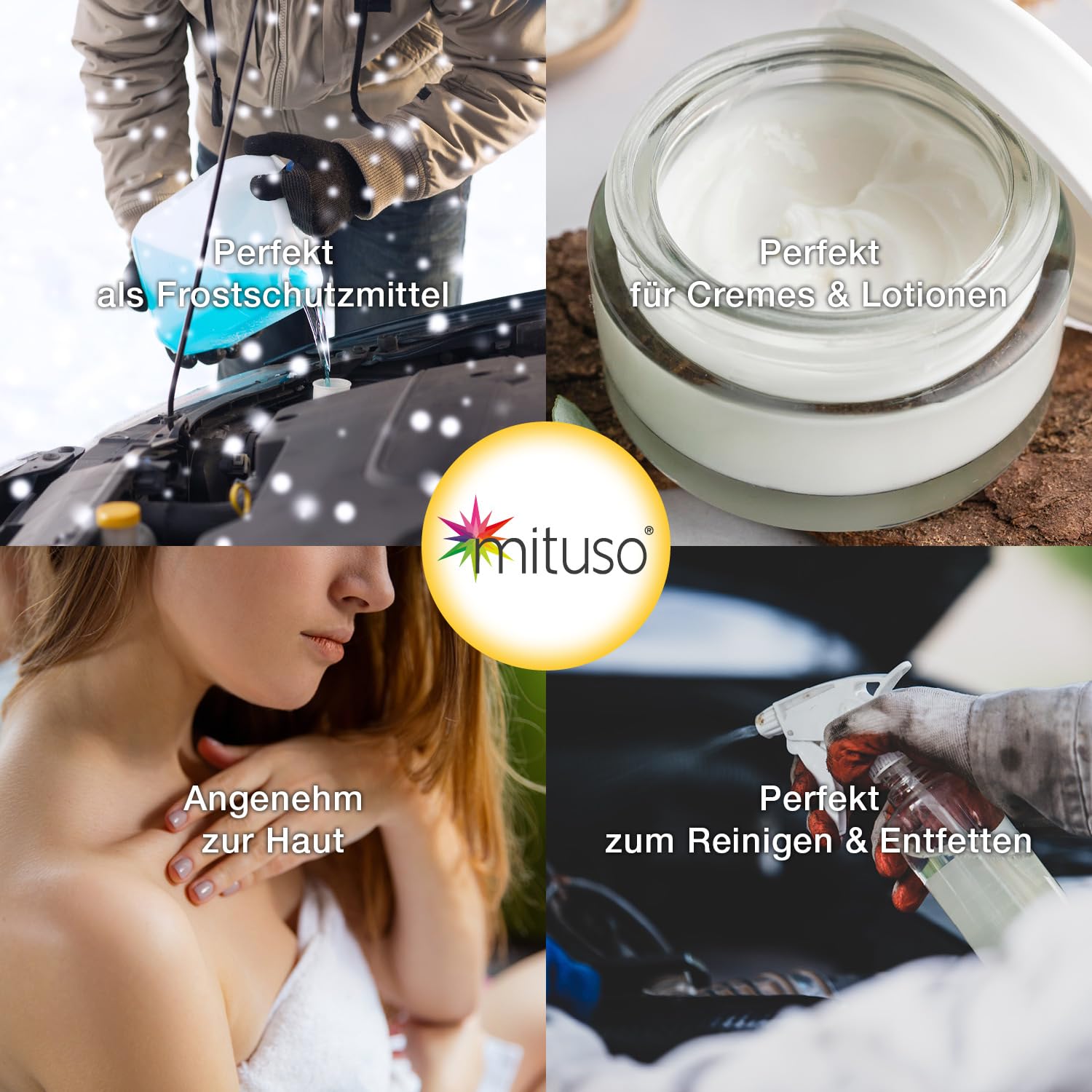 Mituso Glycerin + Propylenglykol Set 5L+5L - 99,9% hochrein | vegan - ideal für DIY, kosmetische Behandlungen - mituso