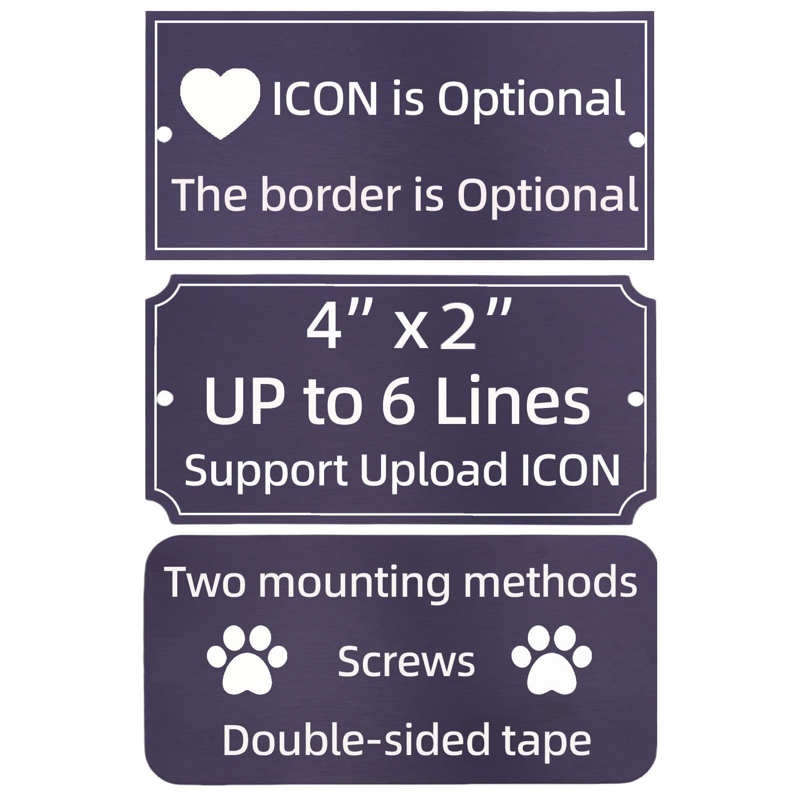 QIPAN Custom Engraved Metal Name Plate,Personalized Name Plaque,Thickened Brushed Metal Custom Laser Engraving Plaques with Adhesive or Hole(with