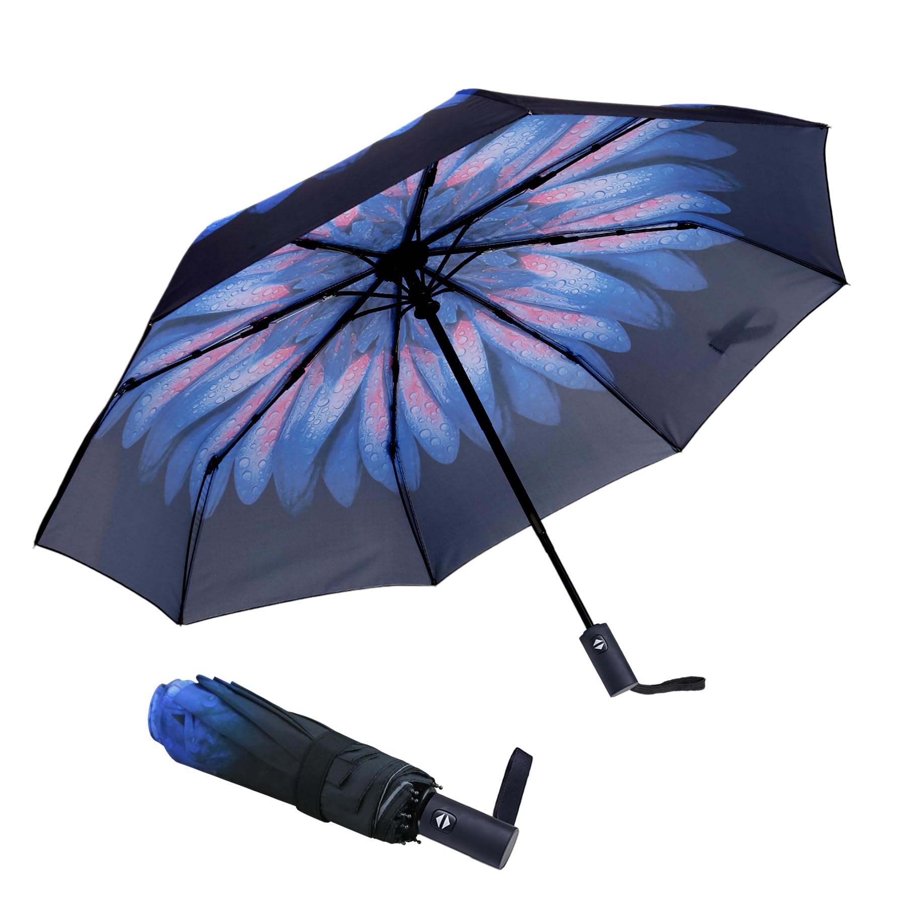 NPCQUN Travel Essentials Umbrella Windproof Compact Collapsible Light, Automatic, Strong and Portable, Wind Resistant Folding Small Umbrella for Rain