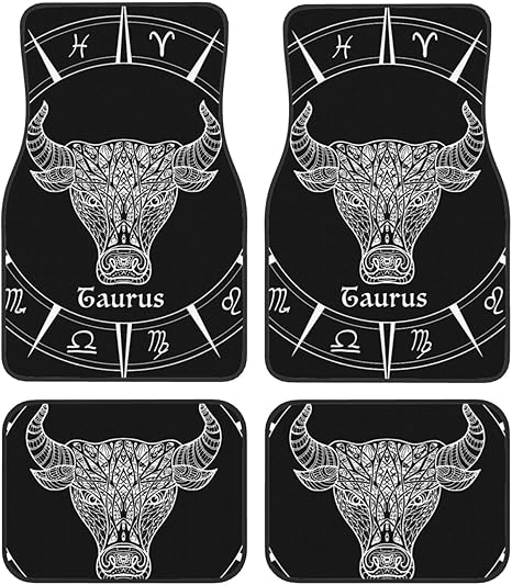 Car Mats Set of 4 Zodiac Sign Taurus Floor Mats for Cars Universal Front Rear Vehicle Rugs Auto Accessories for Truck Sedan