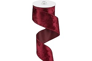 MEEDEE Burgundy Velvet Ribbon 2.5 Inch Christmas Ribbon