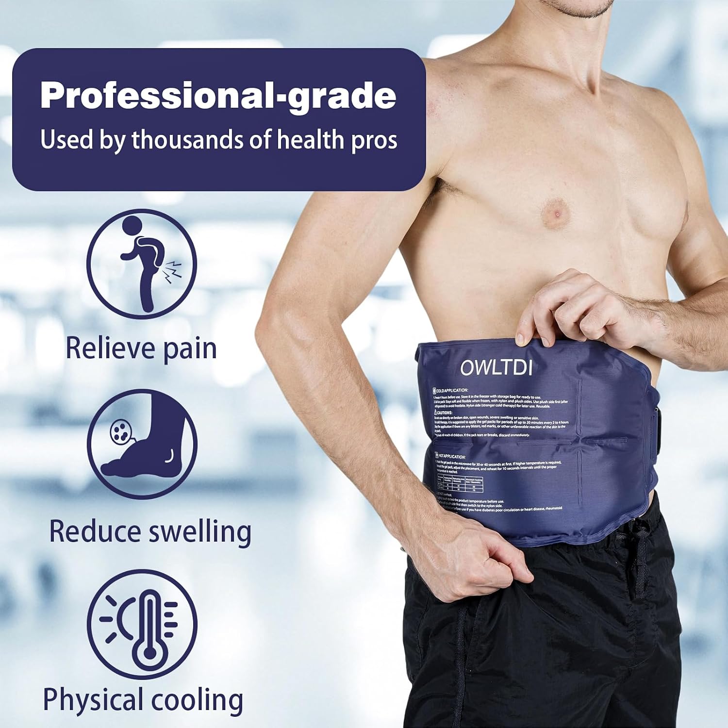 Ice Packs Soft Flexible Gel Pack for Injuries Reusable Cold Hot Therapy for Shoulder Back Elbow Leg Hip Arm for Pain Relief Surgery Sports Injury 17.5'' x 9.5'' Navy Blue - Image 2