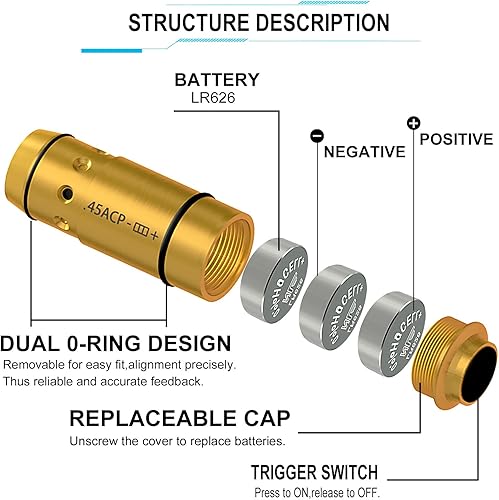 Miniatura 3 de Laser Training Cartridge,Laser Dot Trainer with Built in Metal Snap Cap for Dry Fire Training Practice, Extra Rubber Back Cap and Four O-Ring