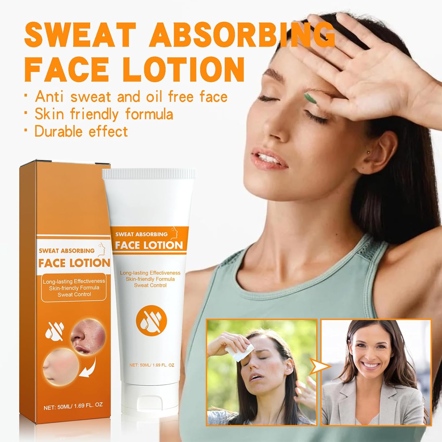 Face Antiperspirant, Face Sweat Blocker, Face Discourage Sweat, Face No Sweat Lotion for Face, Body, Forehead, and Scalp Dry, Excessive Sweating & Hyperhidrosis, Oily Skin Control (2PCS) - Image 3