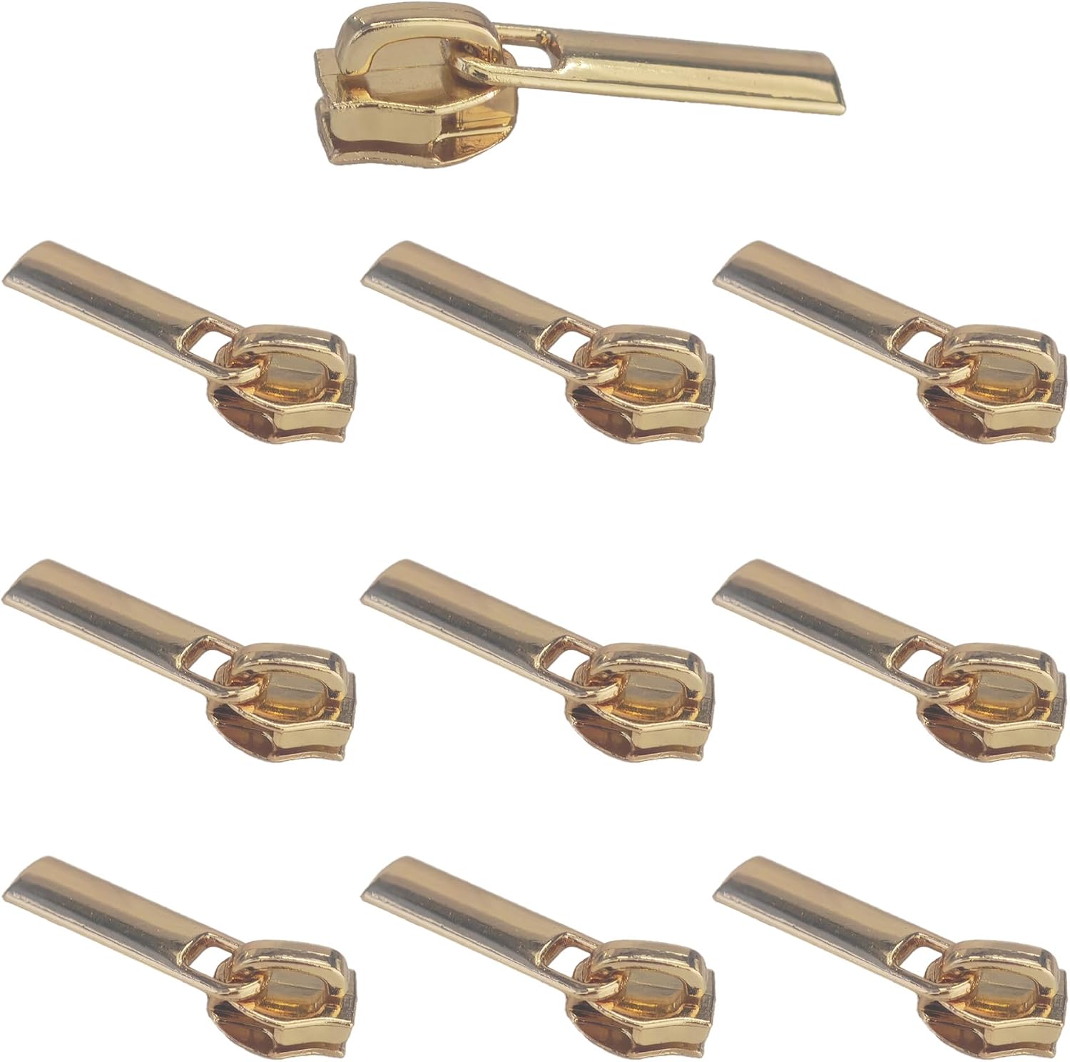 PDETVEO 10PCS No.3 Zipper Pulls, Nylon Zipper Sliders for Clothes, Bags,Wallets and Suitcases Sewing Projects (Gold)
