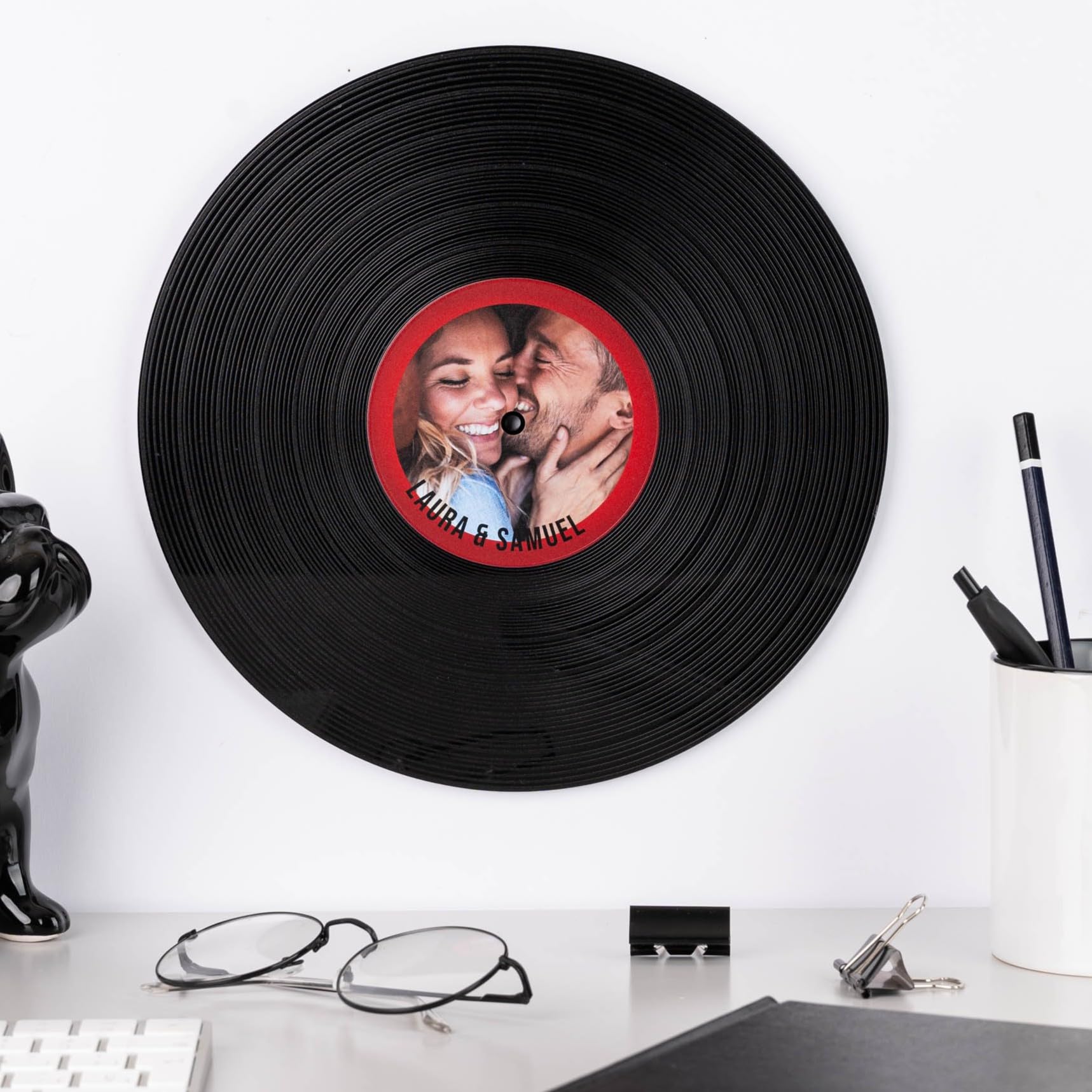 Wanapix Disco de Vinilo Personalizado con Foto y Texto 30 cm Vintage Decorativo