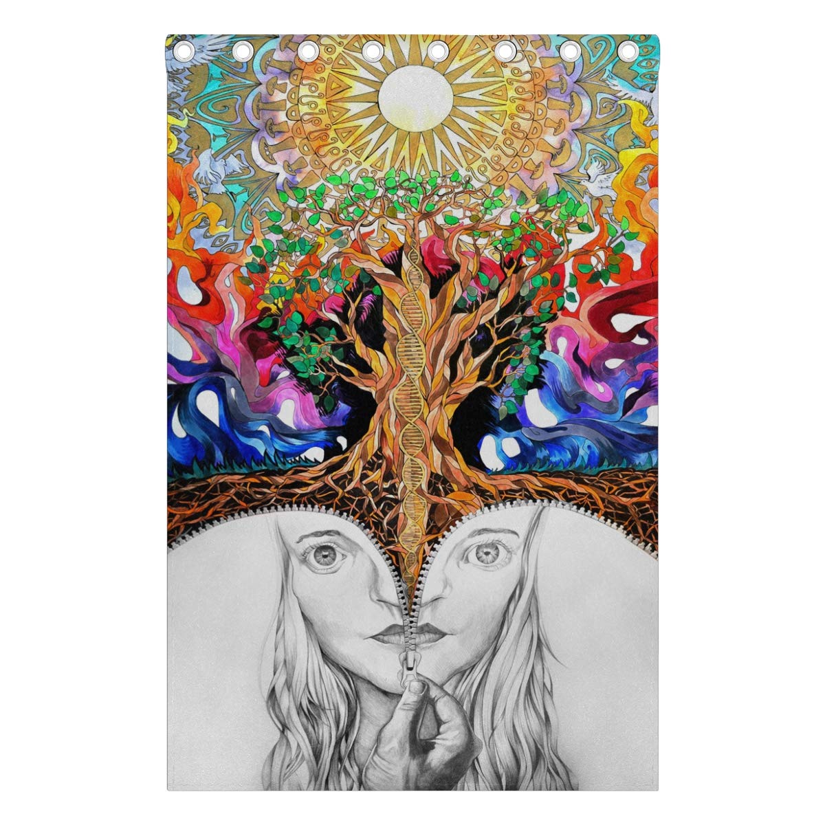 MONTOJ Trippy Art Nature Sun Block zasłona okienna/zaciemnianie pomieszczeń/termoizolacyjne zasłony zaciemniające do sypialni (2 panele, szer. 112 x dł. 160 cm)