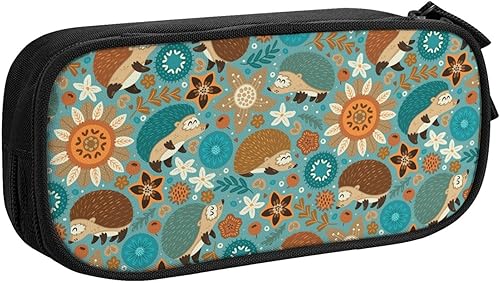 Miniatura 7 de Lindos erizos y estampado floral estuche de gran capacidad para lápices titular de la pluma bolsas de lápiz organizador de cremallera bolsa de