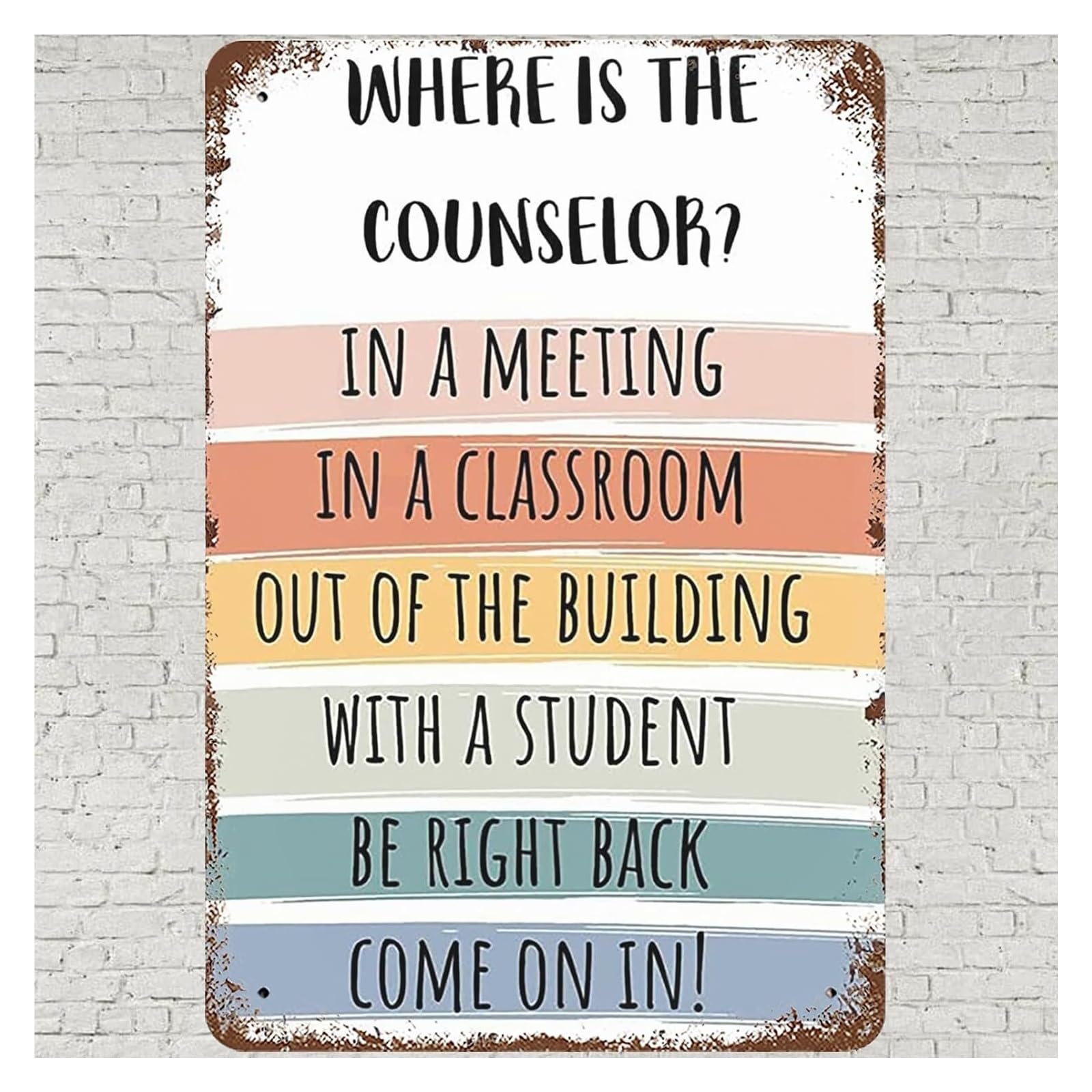 The Counselors Door Vintage Tin Sign Retro Office Decor Wall-Art For School Counseling Office Psychologist Or Therapist 8 x 12 inch