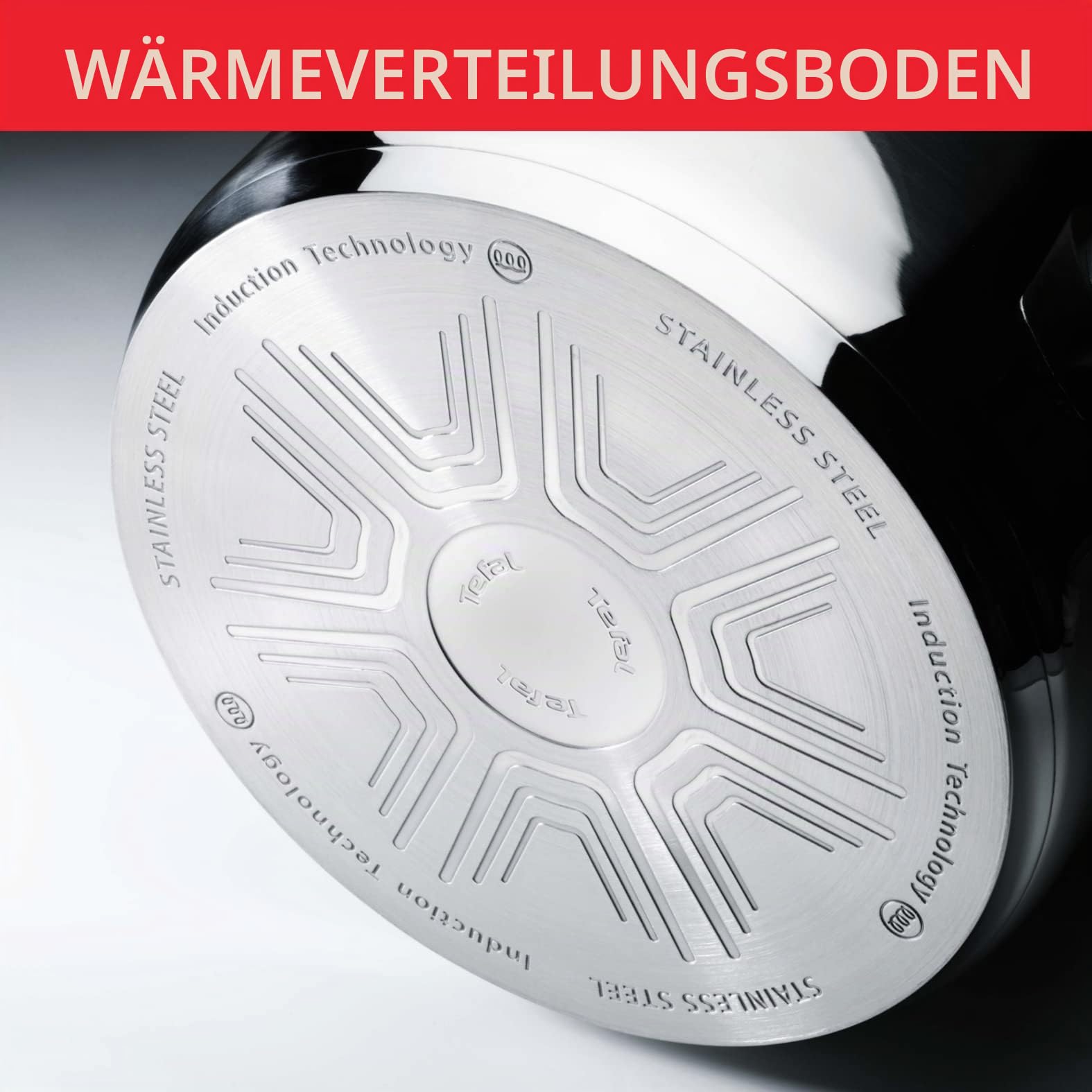 Tefal Duetto On A705S636 Kochgeschirr, Kochtopf 16 cm, Kochtöpfe 20/24 cm, Glasdeckel, Induktion, Edelstahl 18/10, 10 Jahre Garantie, 3-lagige Basis, Duetto On A705S636