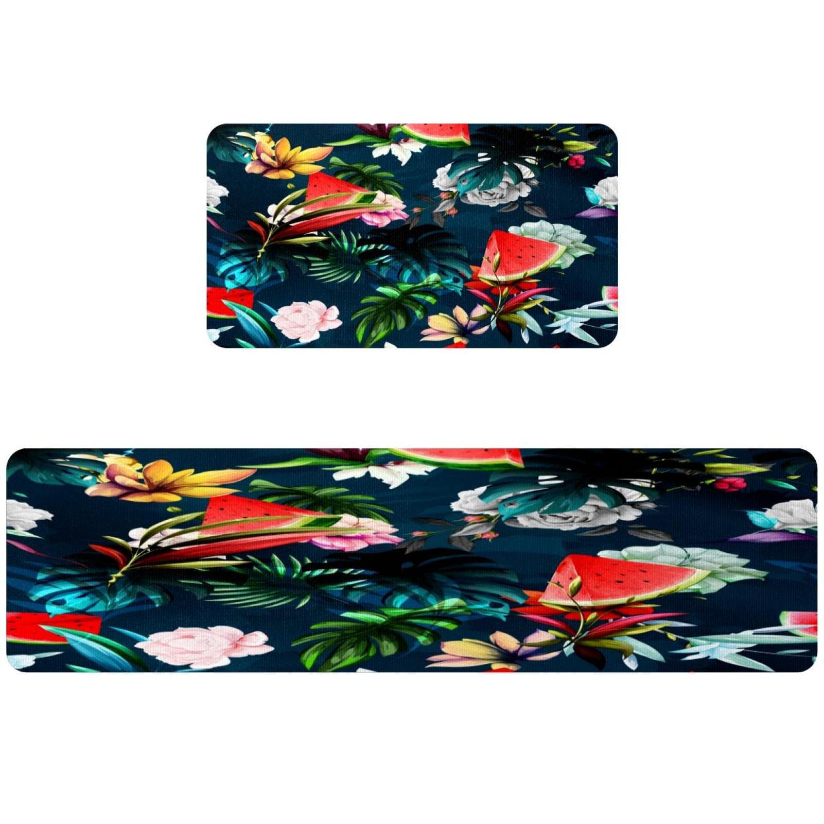 Alfombrillas de cocina antideslizantes de verano VAPOKF juego de 2 alfombras lavables con peonías