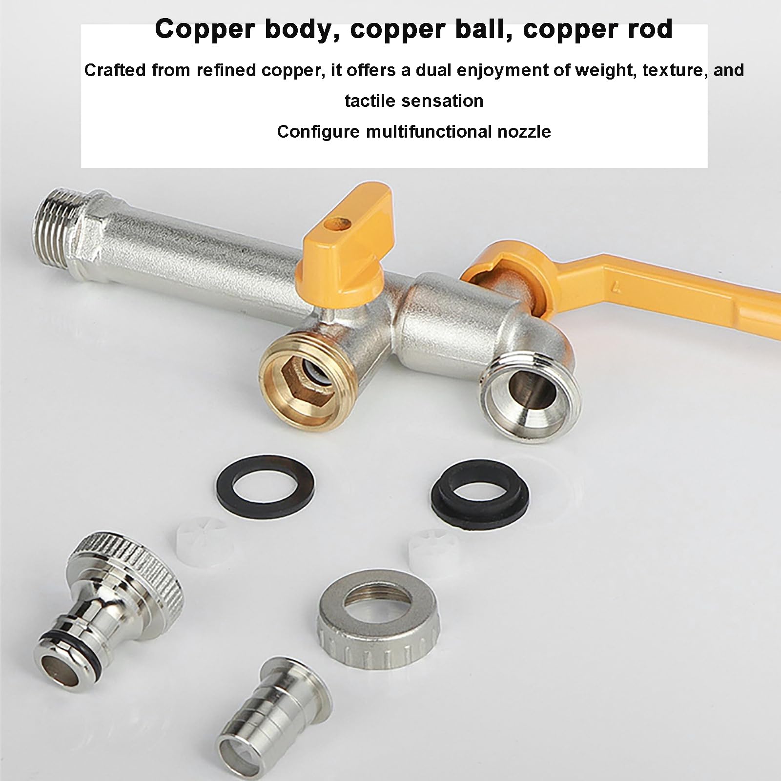 inless Stahl Gartenschlauch Verteiler 3/4 Zoll Dual Outlet Wasserteiler Heavy-Du Gelb Schlauchverbinder für Garten und Waschmaschine