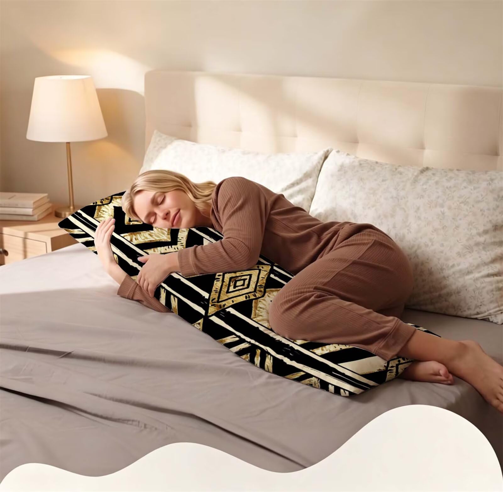 Fodera Cuscino 55 x 160 cm, Nero-5 Velluto Copricuscini Letto, | con Invisibile Cerniera, Morbida e Traspirante, per biancheria da letto, divano, hotel, chi dorme sul fianco Astratto j-189