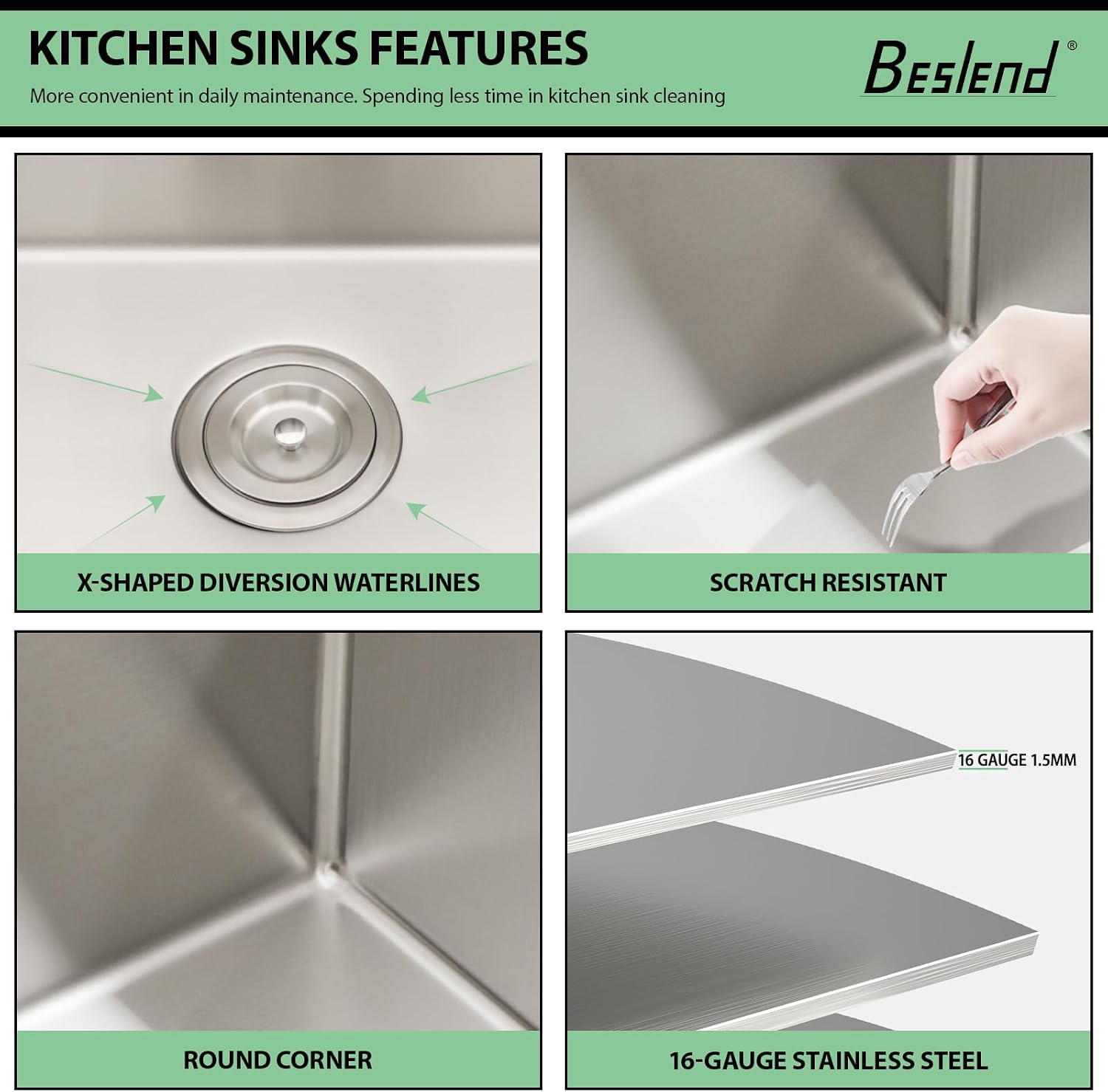 33 Drop In Kitchen Sink - Beslend 33x22 Kitchen Sink Drop In with Pull-Out Faucet, Stainless Steel Sinks and Soap Dispenser Topmount 16 Gauge Single Bowl Above Counter Dish Basin 9" Deep