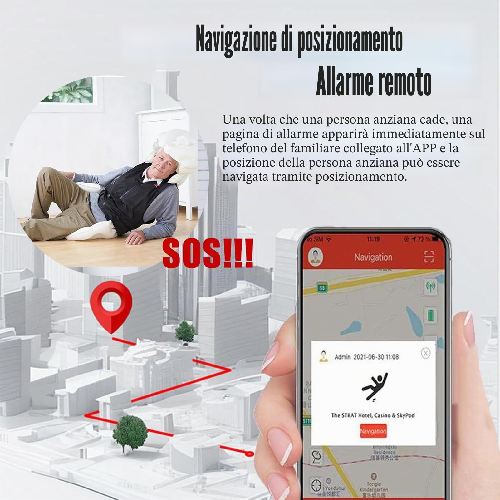 Giubbotto Anticaduta Leggero Con Airbag, Giacca Intelligente Con Airbag Indossabile Dotata Di App, Dispositivo Di Protezione Anticaduta Riutilizzabile Per Anziani,Black(Mr)-L