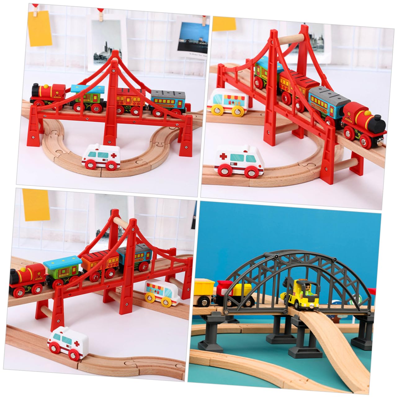 SUPVOX Sturdy Plastic Model Railroad Bridge Train Track Accessories for DIY Toy Track Layouts Educational Plaything