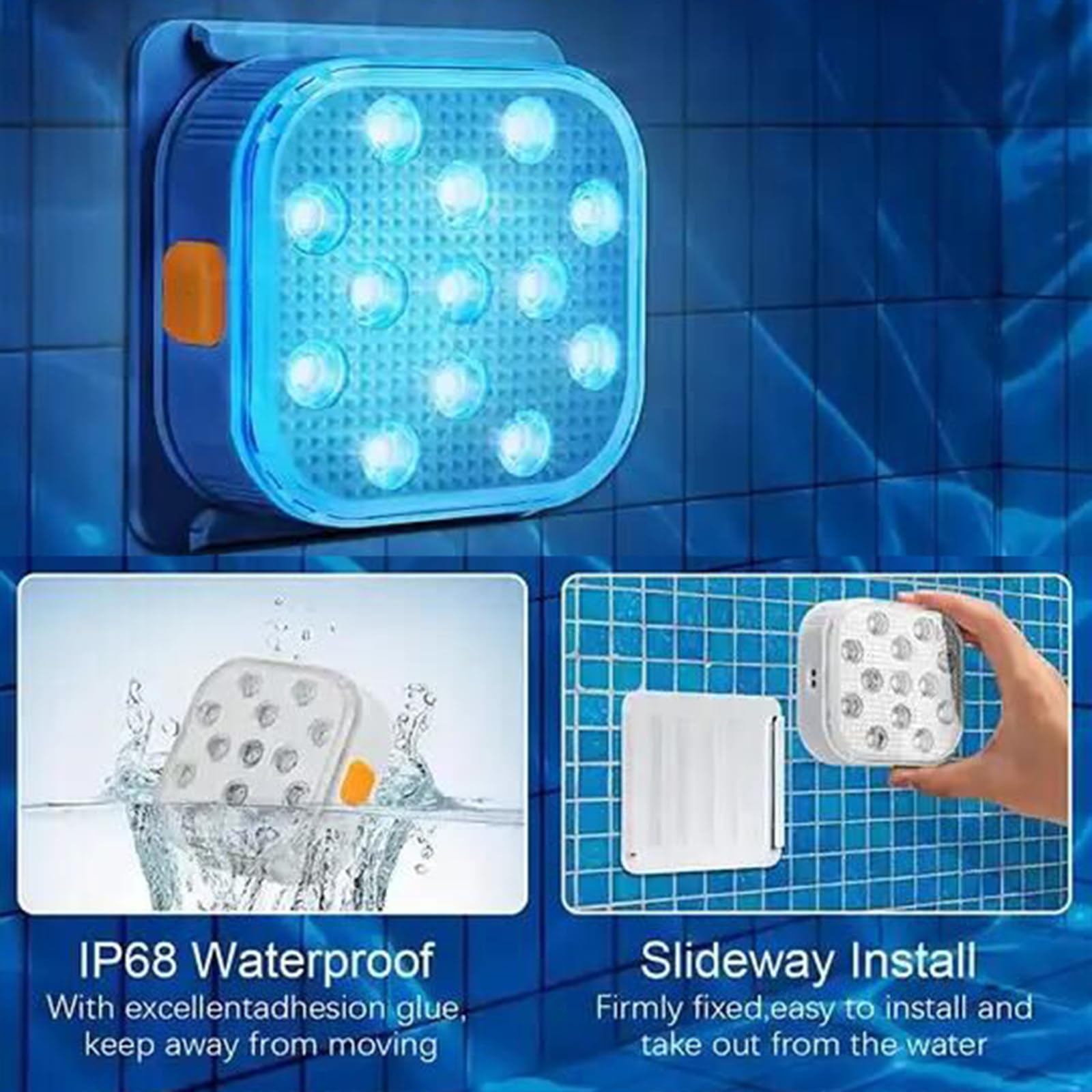 plplaaoo Piscina a LED di Ricarica Colore IP68 Light Dimmeble Fountain Light Waterproof TOB Light con Telecomando 16 Colori Light 6 modalità dinamica 2H/4H/6H Timer Carica Magnetica