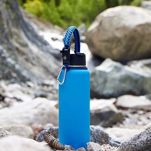 Miniatura 9 de Mango de paracaídas  Cuerda de supervivencia con anillo de seguridad y mosquetón compatible con botellas de agua de boca ancha Hydro Flask de 12