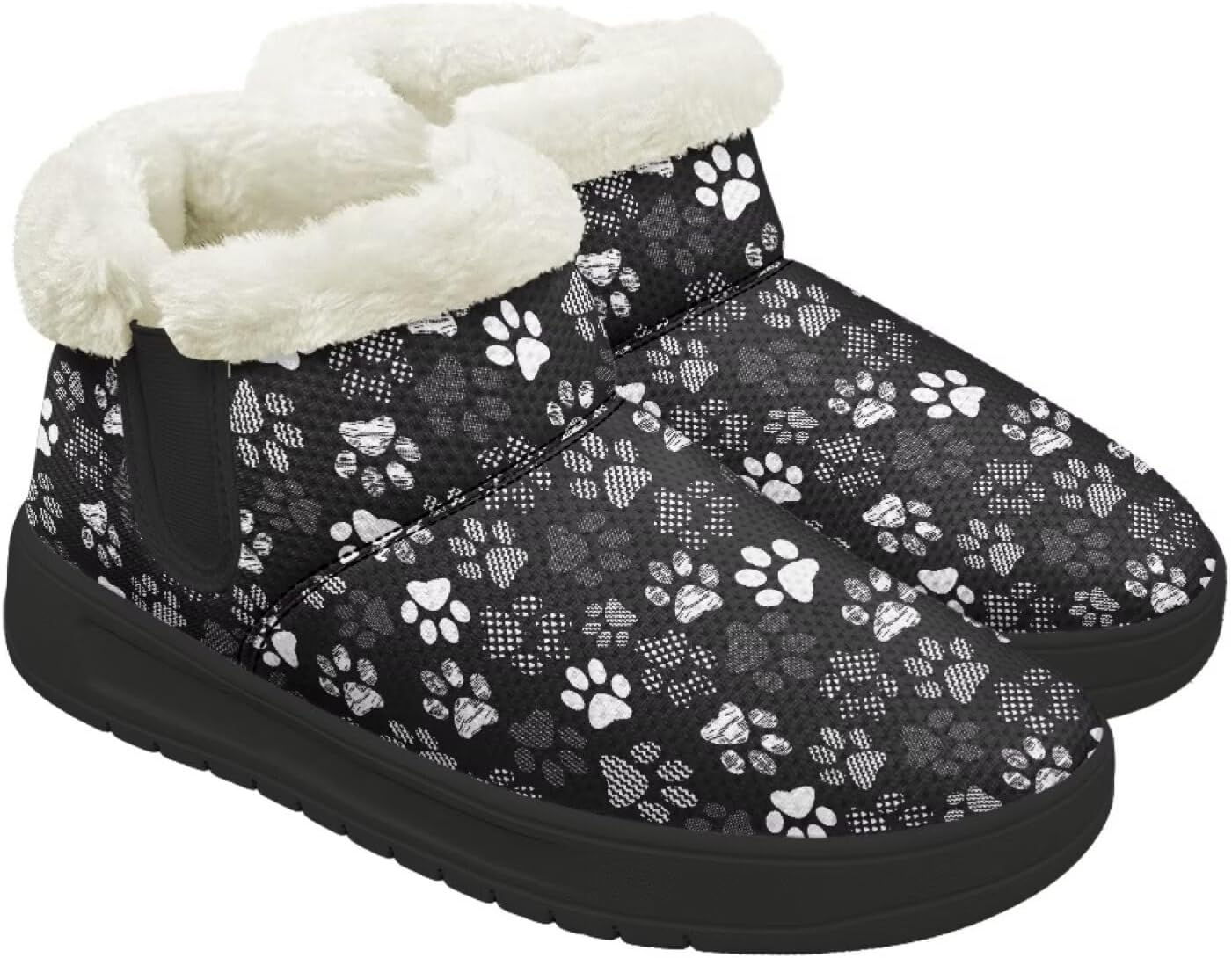 Women's Snow Boots Warm Booties Comfortable Slip Resistant Outdoor Booties Black Sole for Women