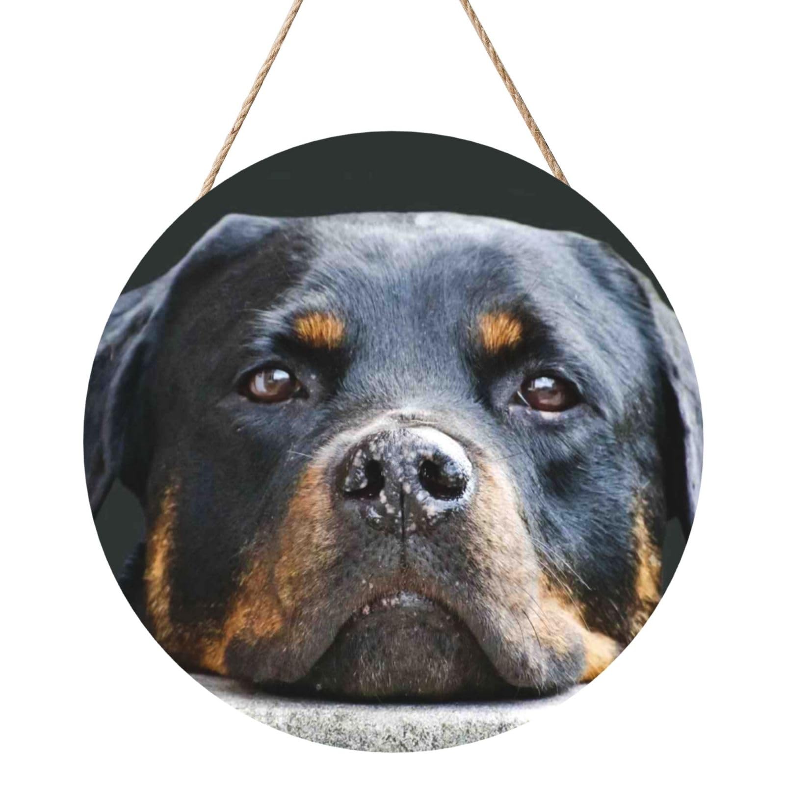 InOmak Rottweiler Pets Dogs Rottweiler, Round Wood Panel Painting 12 in, Wall Hanging Painting For Home