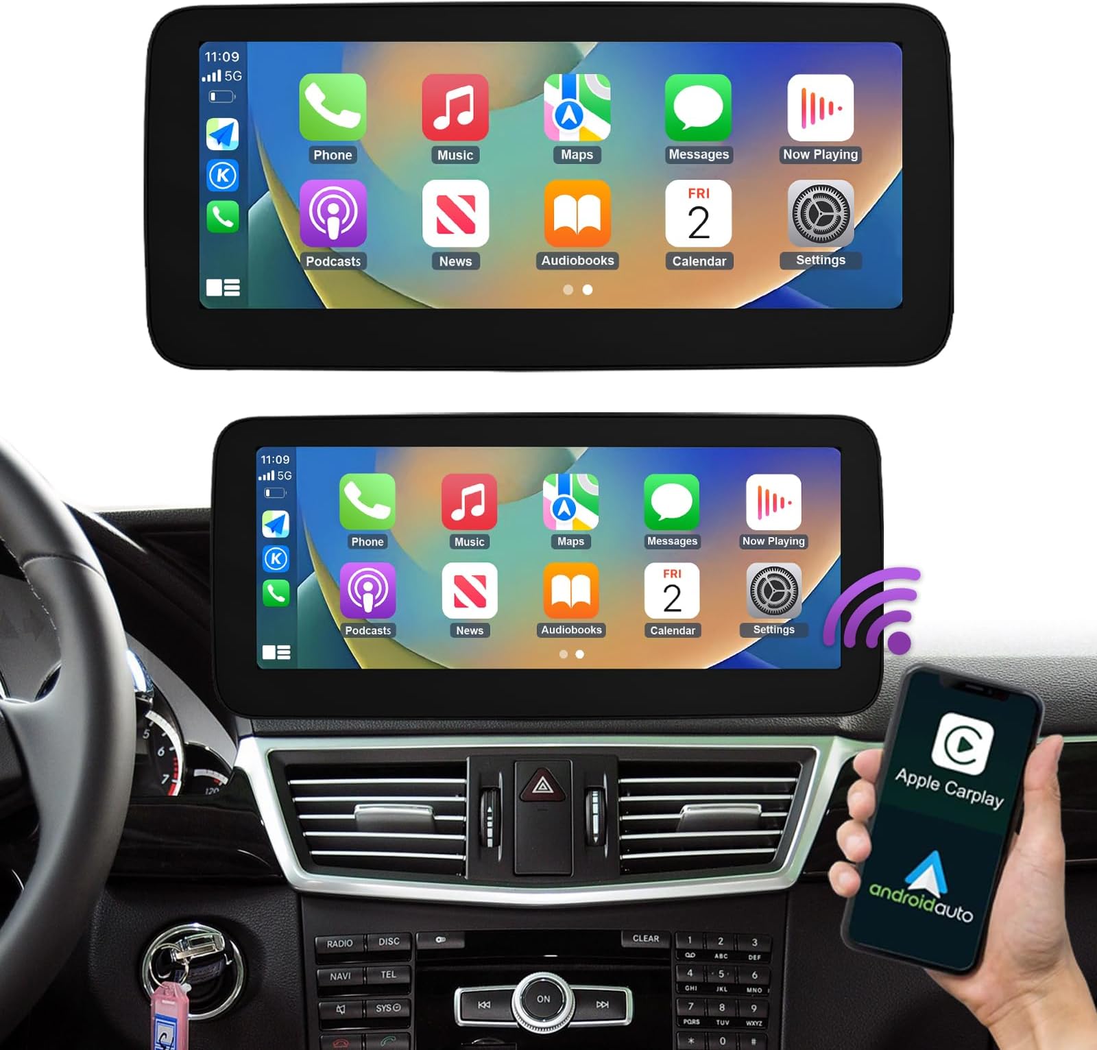 NINETOM 12.3 inch Touchscreen Wireless CarPlay Android Auto Multimedia Car Radio Receiver for Mercedes Benz E Class W212 with NTG4.0 System (2009-2012)