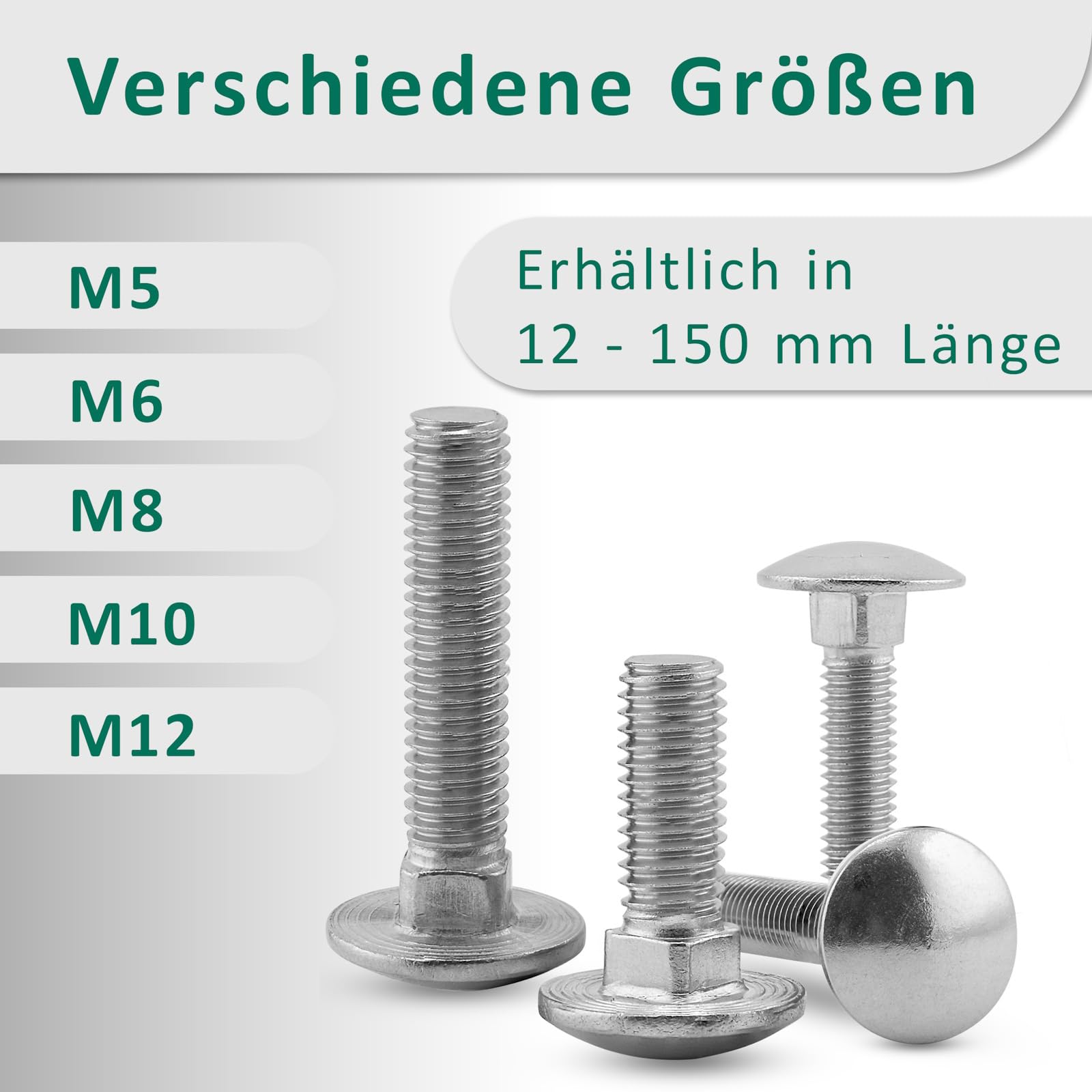 Vite A Testa Tonda Con Attacco Quadrato M10x20mm - Acciaio Inox V2A A2, Filettatura Completa, 20 Pezzi DIN 603 - Foto 3