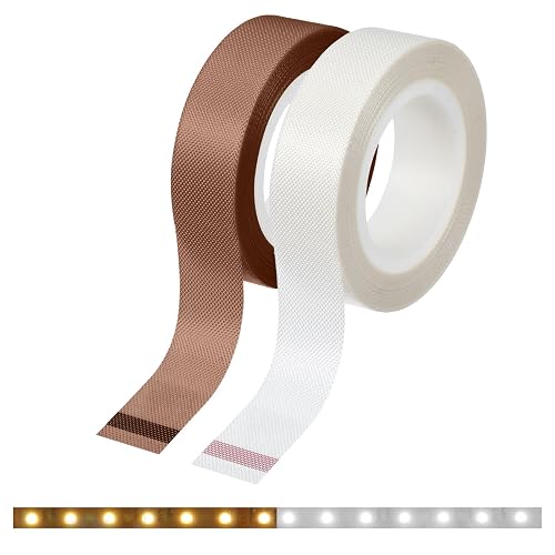 Shimmeroo LED Diffuser Tape 2-Pack, Anti-Glare Light Dimming Tape for LED Strips, 0.59in x 29ft Brown and Beige