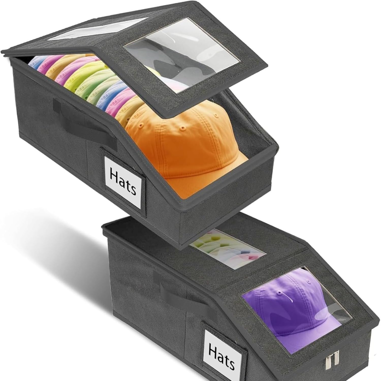 Hat Storage Box Zipper Box Hat Dustproof Storage Box Large Capacity Stackable Baseball Hat Storage Box