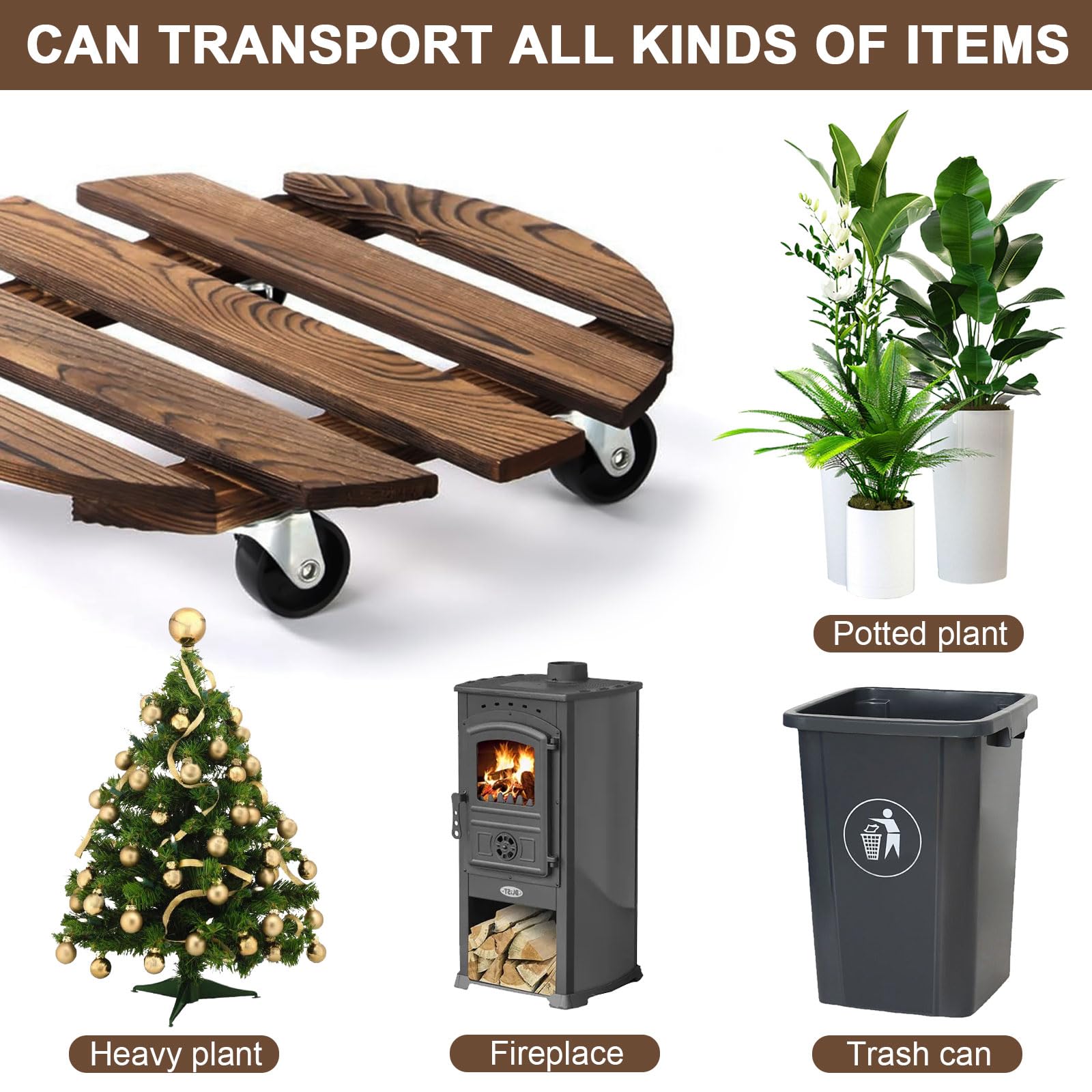 Lot de 2 Porte Plante à Roulettes Ø 300 mm Capacité 200KG pour Extérieur Intérieur