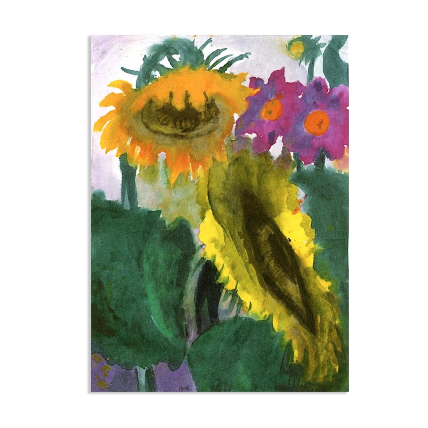 RXNHGJDS Emil Nolde Canvas Print Wall Art Famous Flowers Oil Paintings Reproduction Sunflowers in Full Bloom Emil Nolde Poster for Living Room Bedroom Home Decor 70x50cm(28x20in) poster
