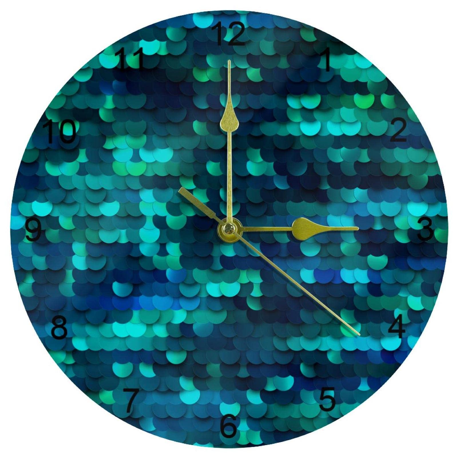 Horloge murale ronde à paillettes pour décorer la salle à manger