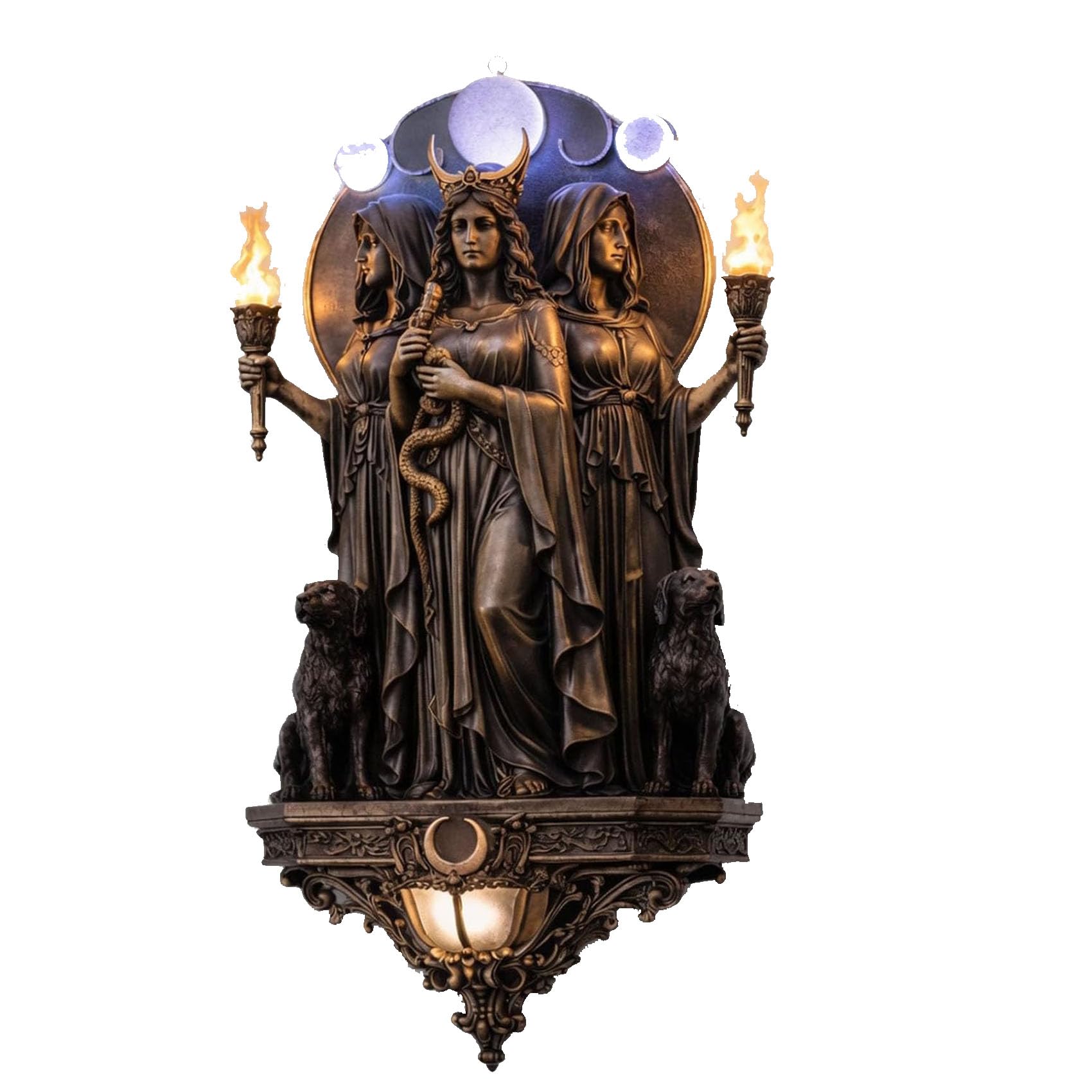 Archangel Michael Wall Lamp - 8in Resin Wall Sconce, Gothic Angel Light, Medieval LED Wall Decor for Bedroom, Living Room Hallway, Great Gift for Gothic Decor and Mythology Enthusiasts (Hecate)