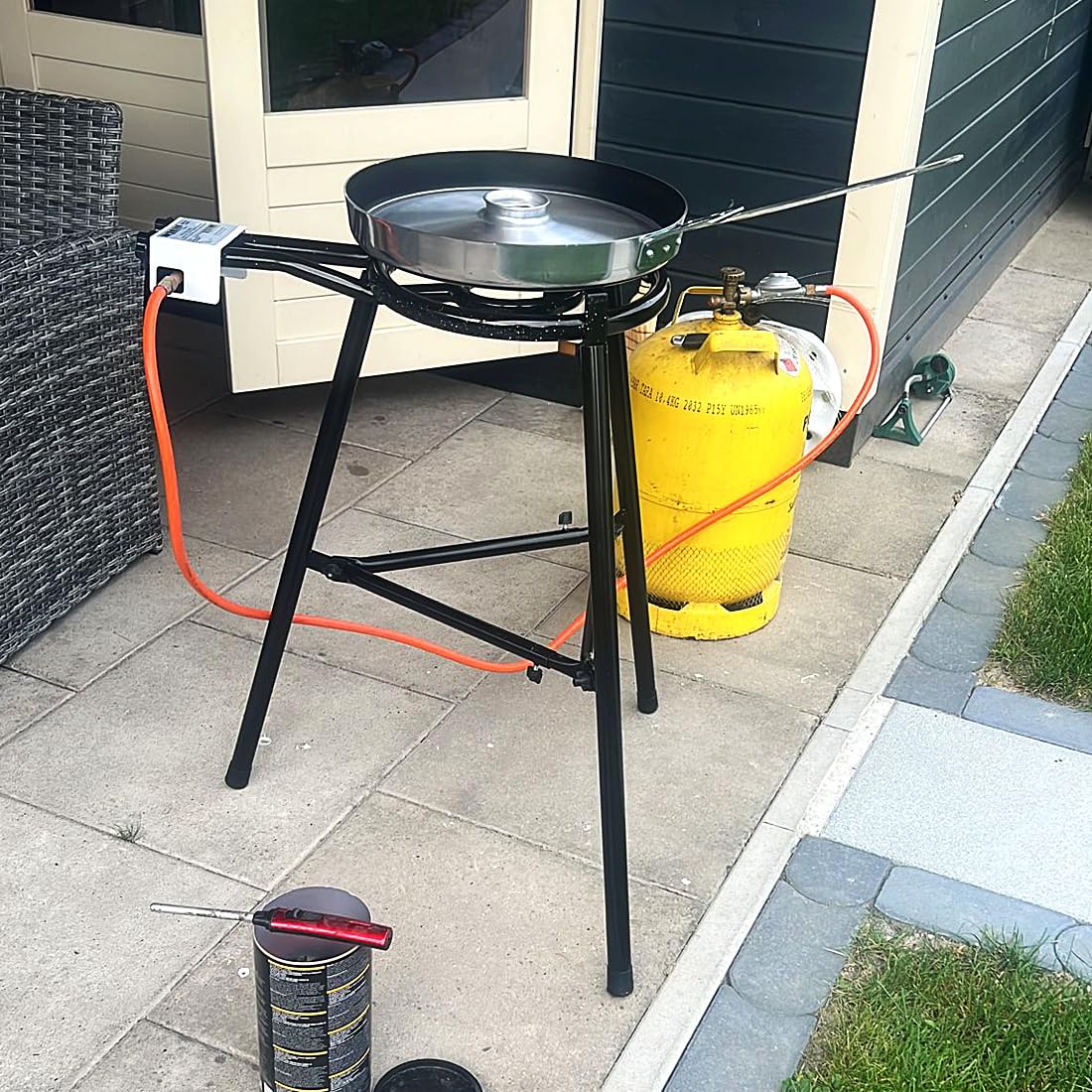 Kochmann Germany Paella Gasbrenner Grillset - Authentisches Kocherlebnis mit zwei Brennringen Premiumfüße (40cm)