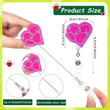 Zonon 8 Pcs Nurse Badge Reel Retractable Felt Clip, Lovely Style