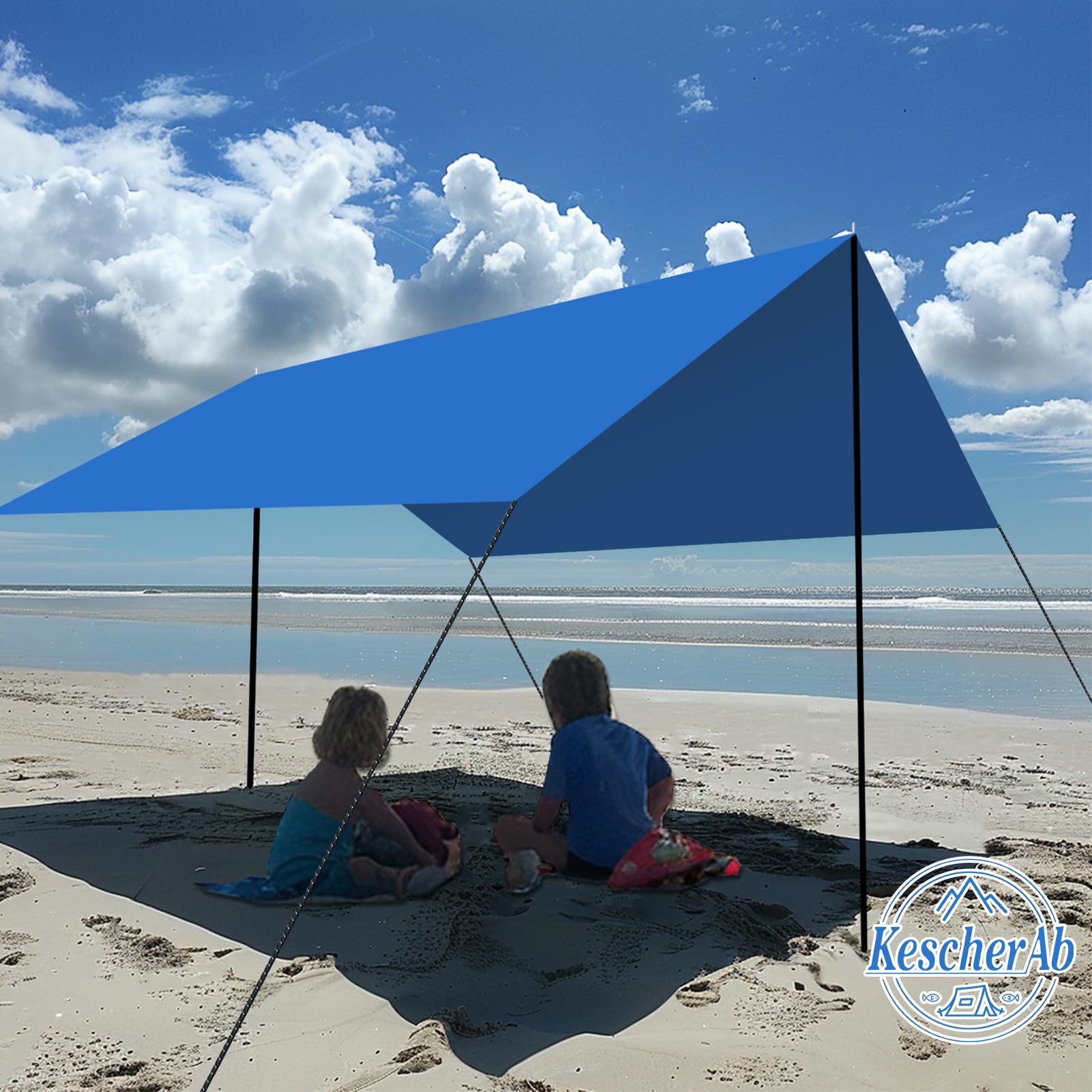 Tent Poles for Tarp, KescherAb Adjustable Tarp Poles Aluminium Tarp Poles Set of 2 for Tent Fly, Awning, Outdoor Camping, Hiking, Backpacking & Rainfly with Pegs & Reflective Ropes, Black