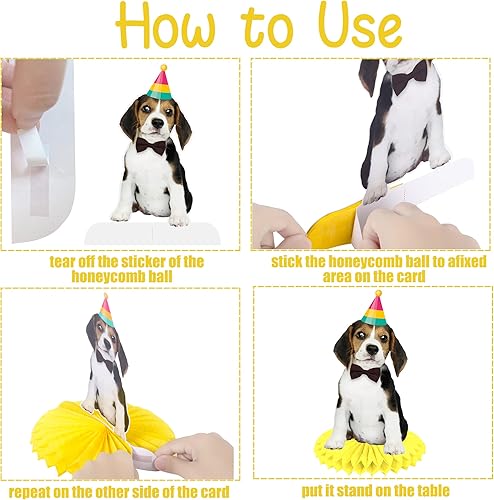 Miniatura 5 de 13 piezas de centro de mesa de panal para perros y bebés, suministros de fiesta de cumpleaños para mascotas, decoración de mesa para fiesta de