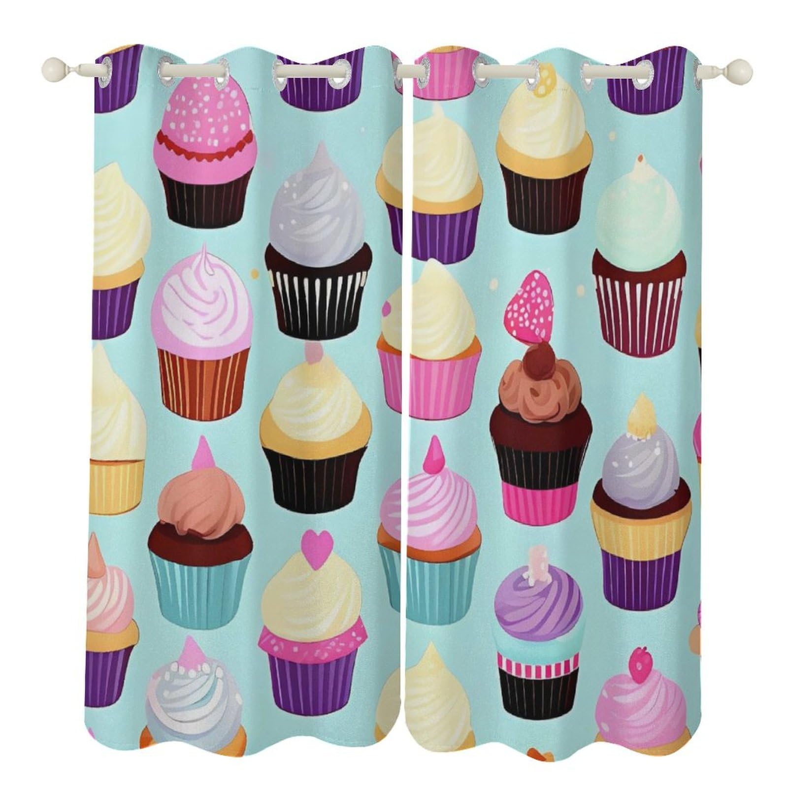 Rideau occultant à motifs cupcakes pour une ambiance chaleureuse de salon et salle de bain