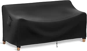 Outdoor Couch Cover Waterproof 82.6 Inch, Heavy Duty 900D Patio Sofa Cover 3-Seater, Patio Furniture Bench Cover with Air Vent and Handles, 82.6" W x 39" D x 28" H, Black