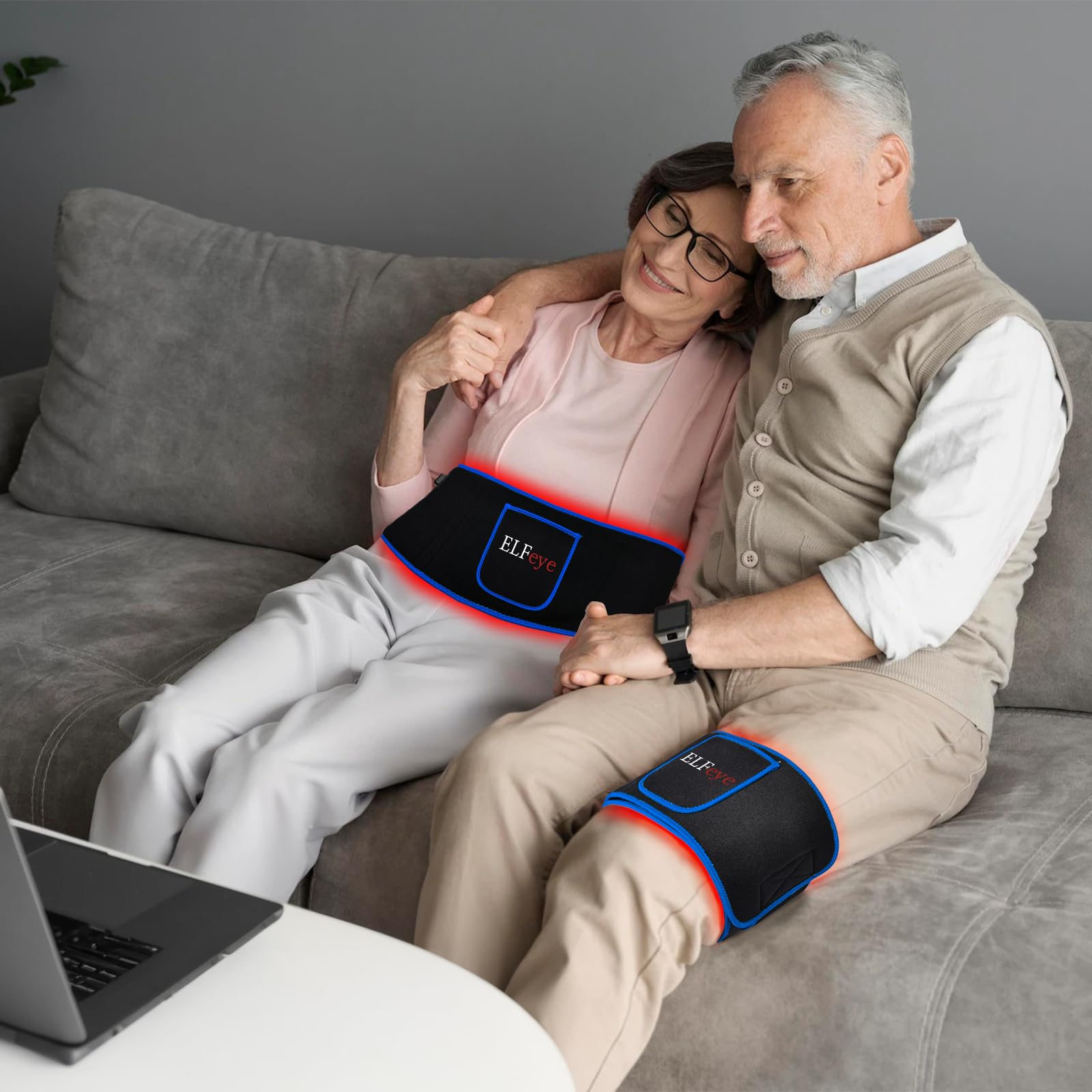 Elfeye Rotlichtlampe Therapie Gürtel Infrarotlampe 660nm Red Light Therapy Belt 850nm Infrared Rotlichtlampe Therapie Zur Linderung Entzündungen, Gelenk- und Rückenschmerzen Infrarot Matte mit Timer