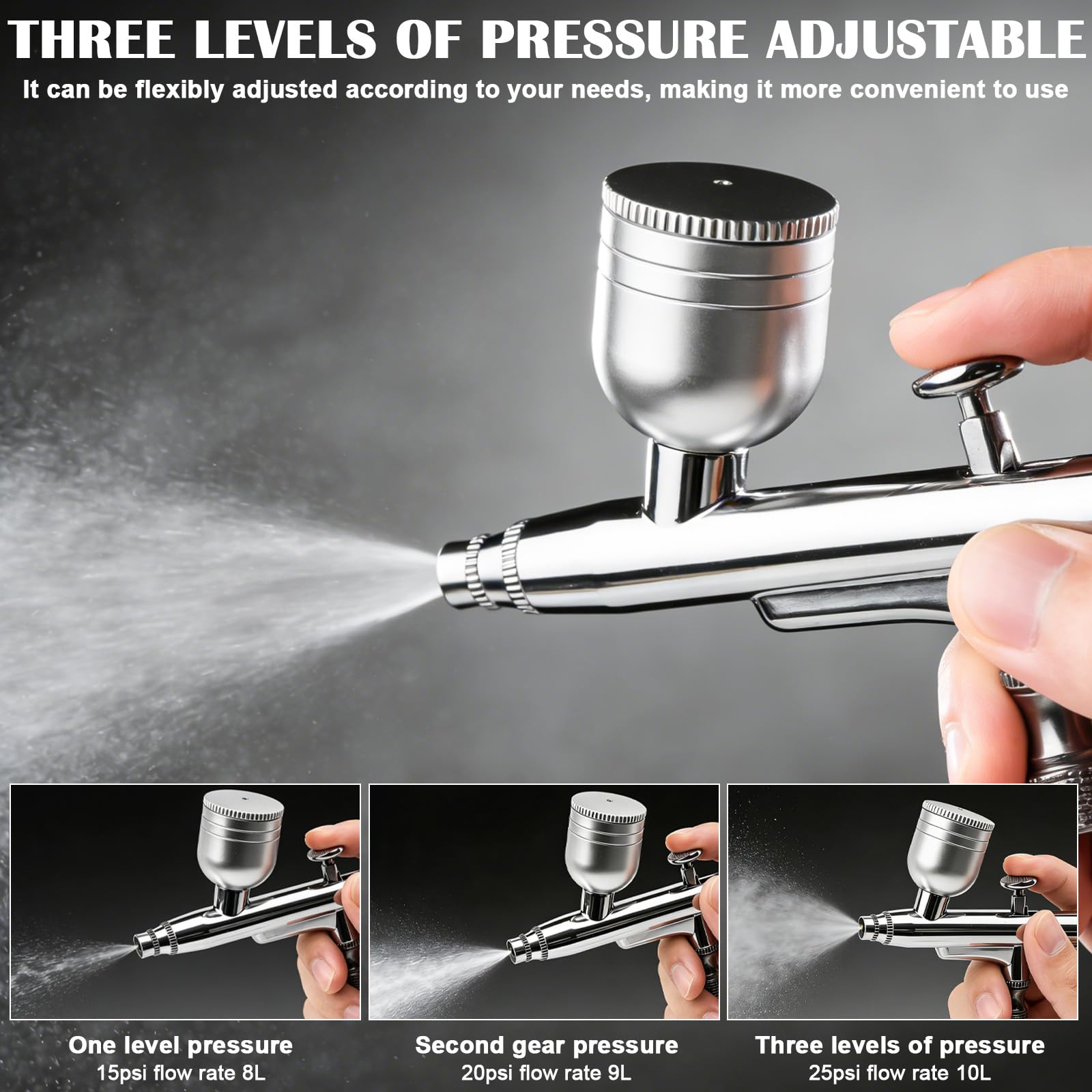 Set aerografo con compressore, 25 psi, kit aerografo portatile a doppia azione + accessori di pulizia per trucco, nail art, decorazione di torte, modellismo e tatuaggi