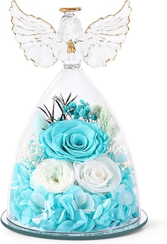 Miniatura 9 de FIACO Regalos para mamá y mujer, rosa preservada de cumpleaños, figura de ángel en cristal, flor fresca para el parto, flores para el día