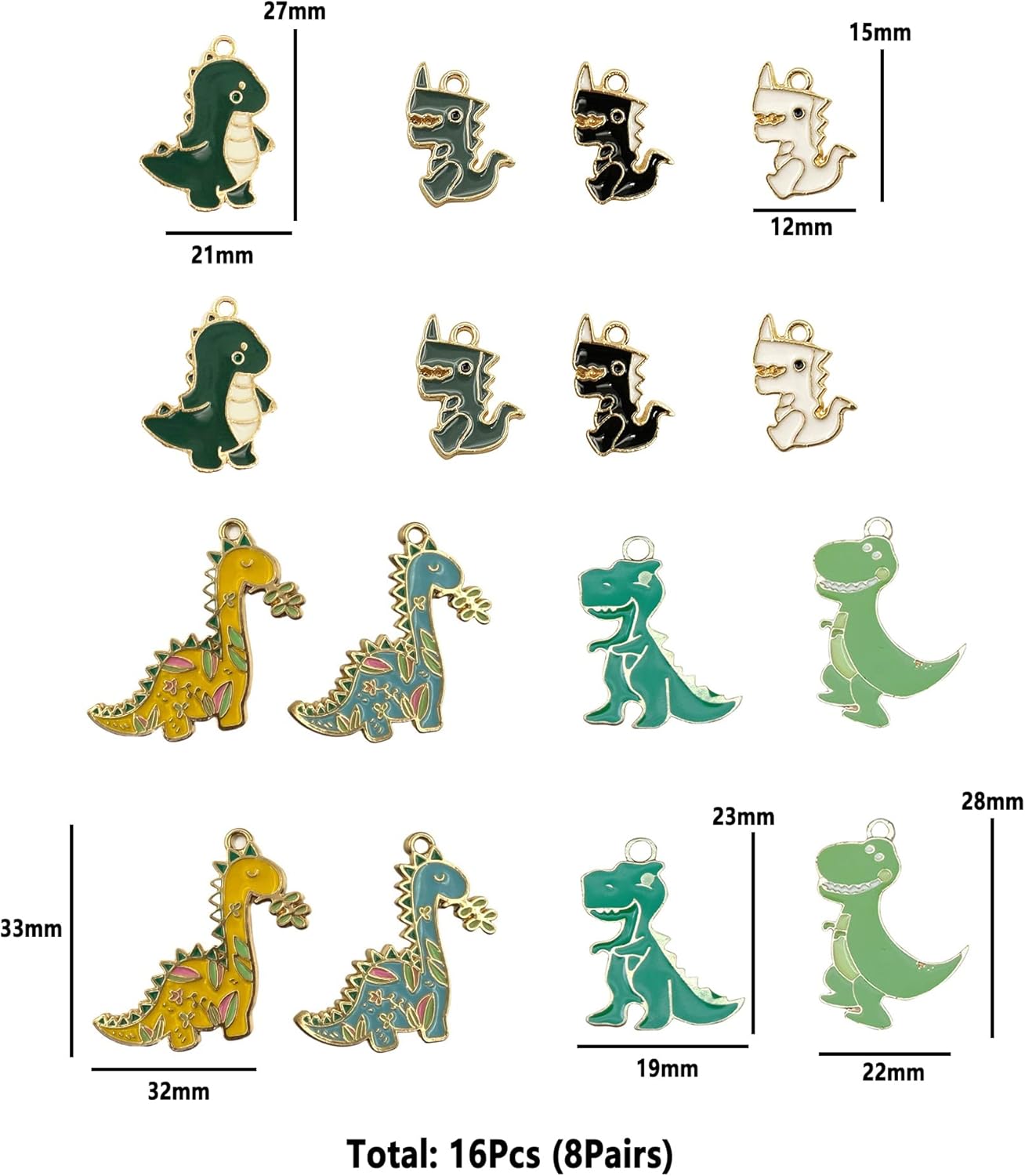 16Pcs Mixed Size Cute Enamel Dinosaur Charms for Necklace and Earrings Making - Anime Jewelry Making Supplies Funny Pendants for Jewelry Crafts - Image 6