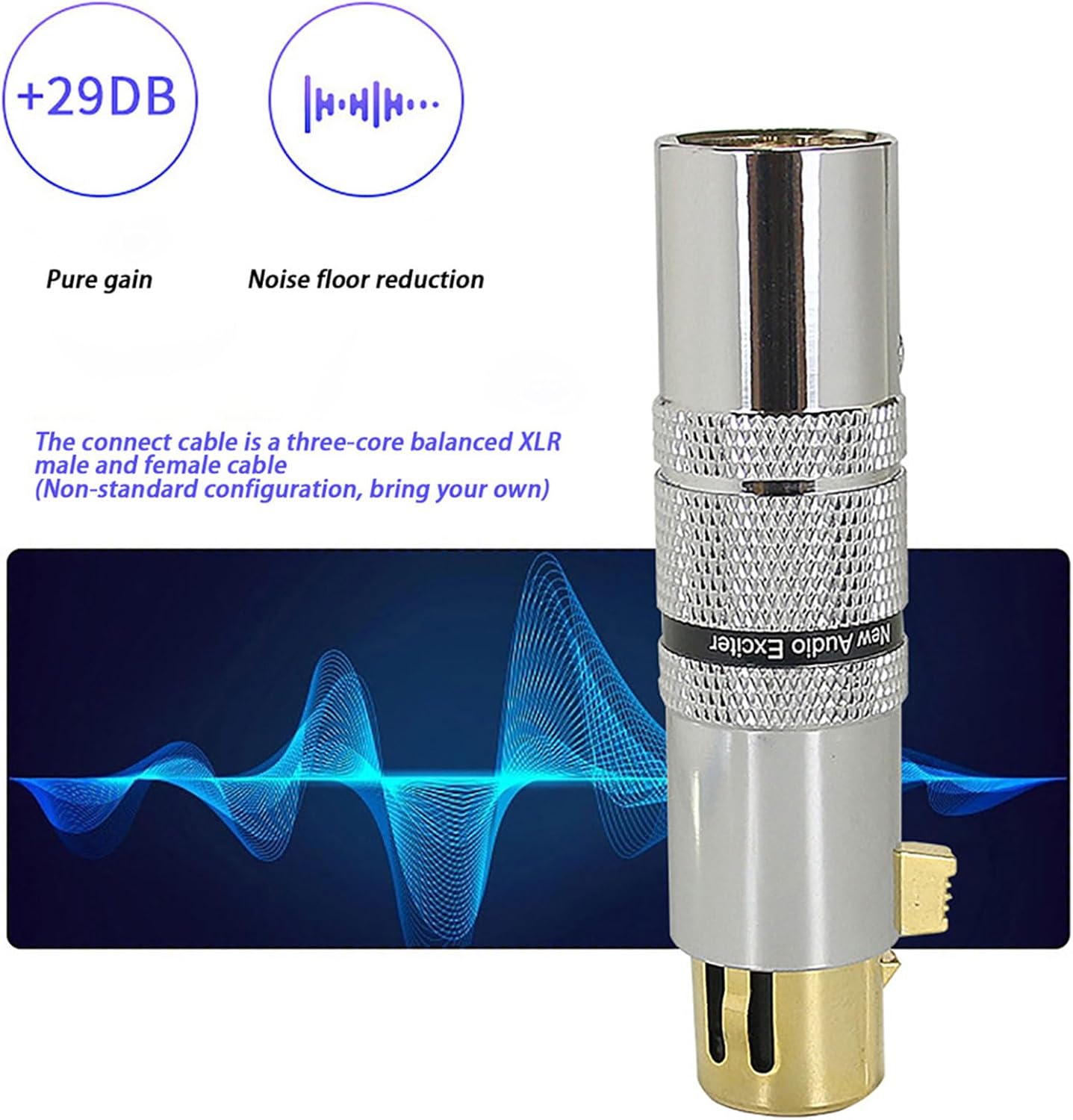 Quality in-line Microphones Preamp for Superior Mics Boosters Preamplifier 29dbGains Microphones Accessory Frequency Response