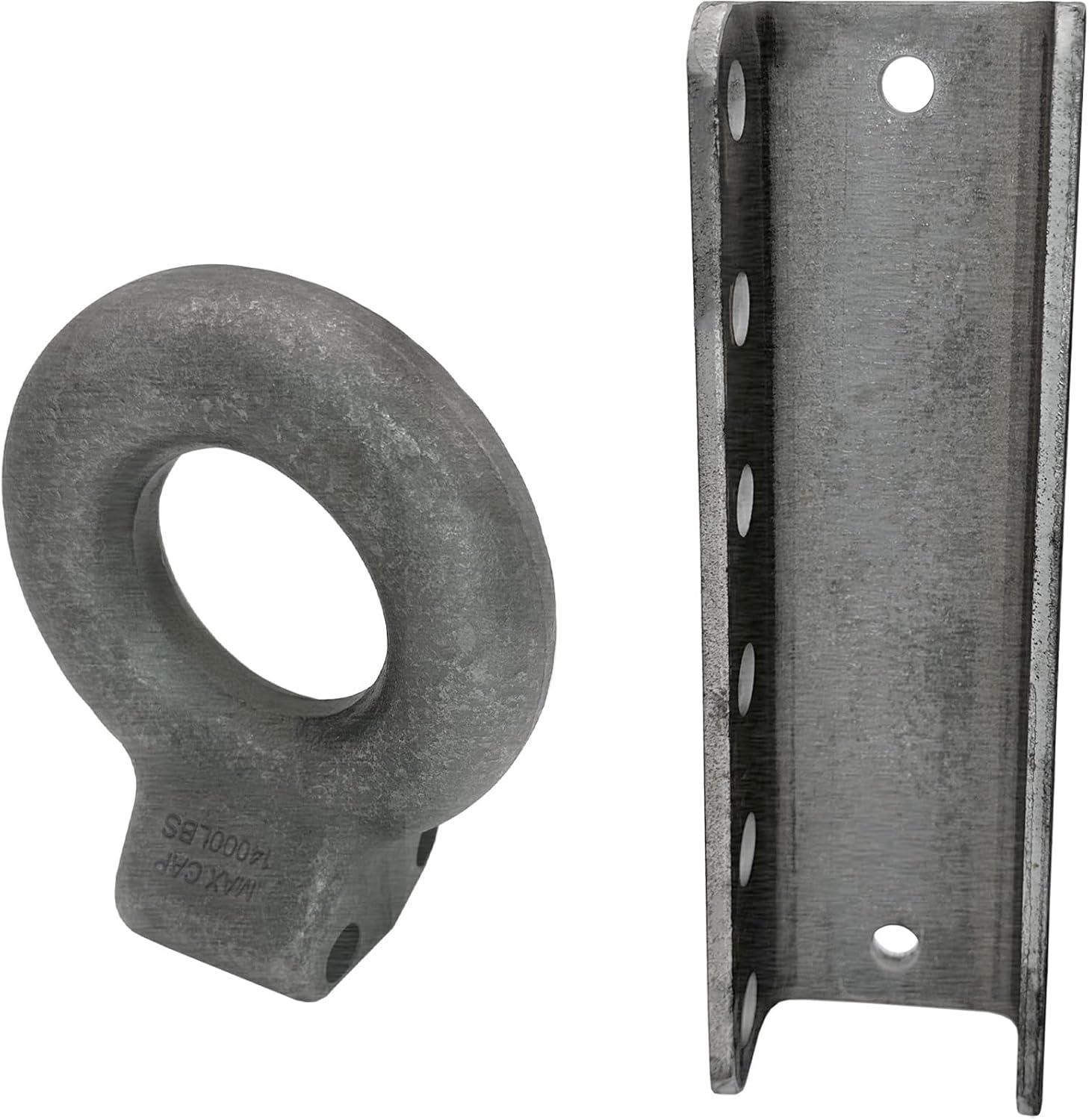A.A Adjustable C Channel Bracket & 3" Lunette Ring for Trailer Coupler, Raw Steel - 6 Hole 5-Position, 14,000 Pound Ring