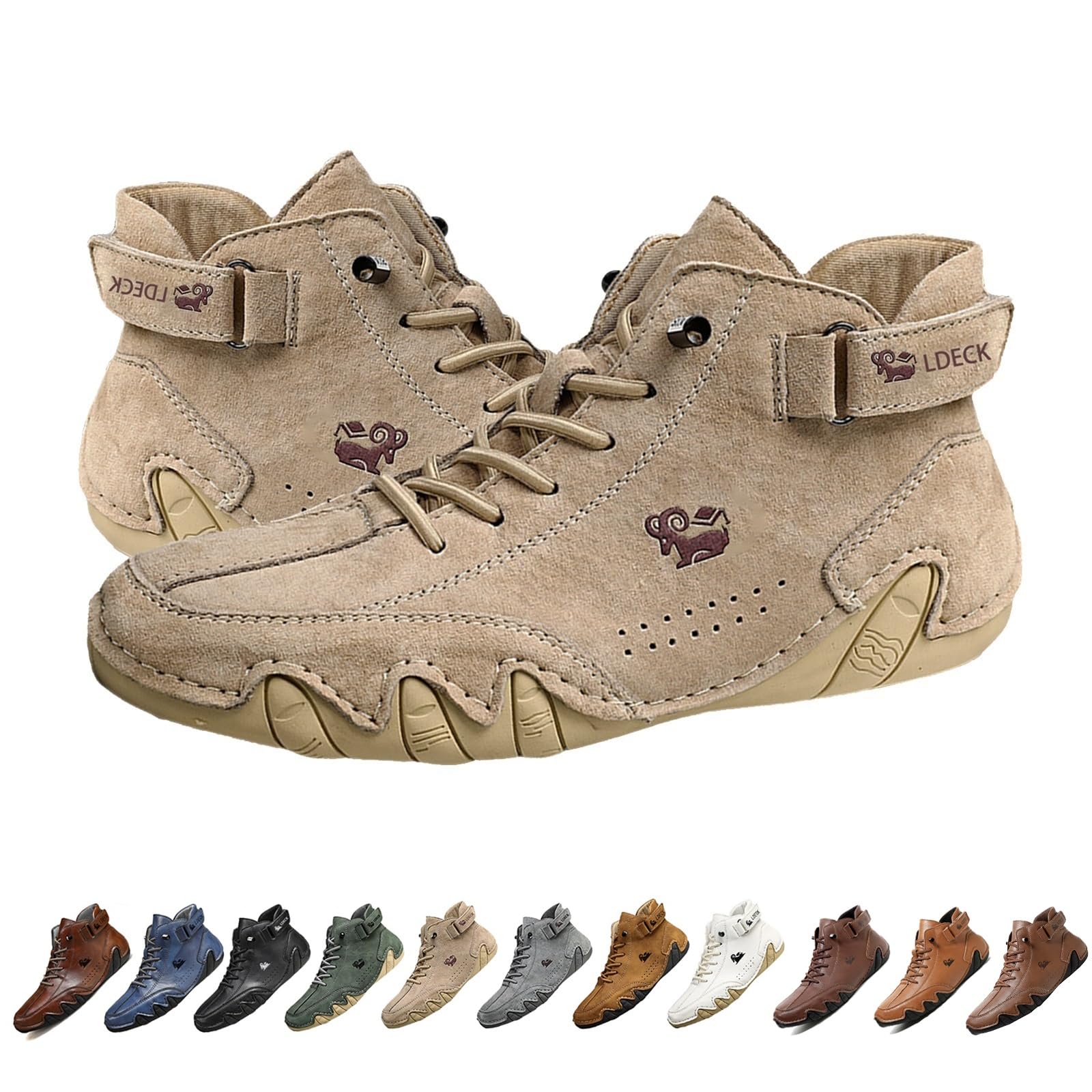 Bottes hautes en daim faites à la main en Italie, Beck Shoes Baskets décontractées légères et imperméables for hommes, chaussures pieds nus for hommes for la randonnée et la conduite, bottes Chukka(Ka