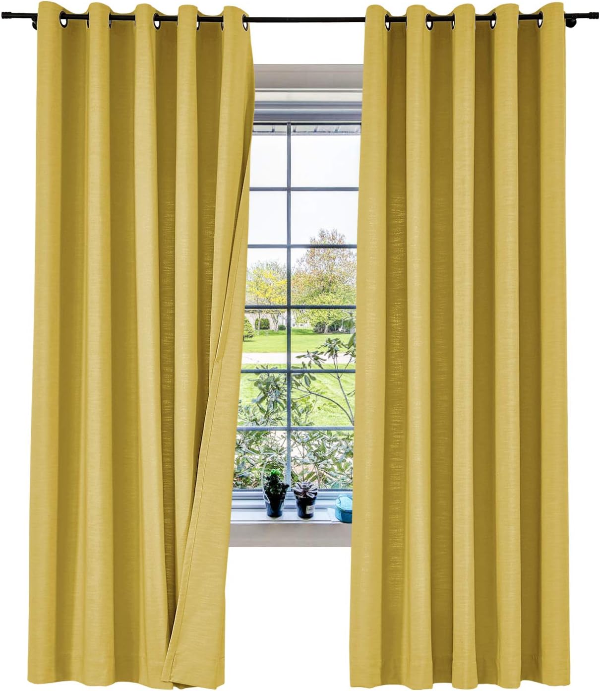 cololeaf Linen Curtains Light Filtering Privacy Protecting Panels Premium Soft Rich Material Drapes with Grommet Textured Linen Curtains for Bedroom, Flax 84" W x 102" L Inch (1 Panel)
