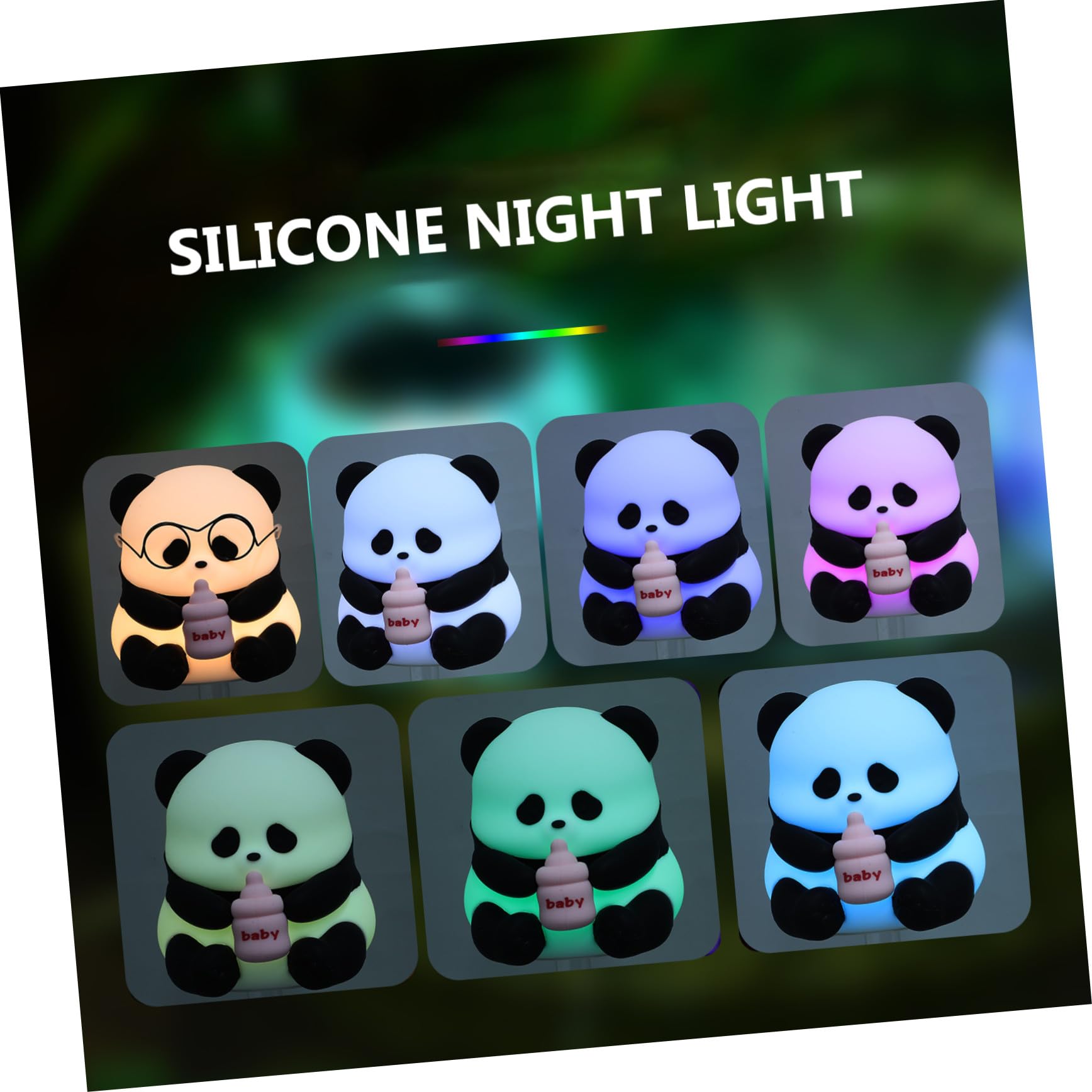 Veemoon Luz De Noche De Panda Acariciando Lámpara De Silicona Para Dormitorio Infantil Luz De Noche Creativa Lámpara Led Que Cambia De Color Para Cabecera Para Lactancia