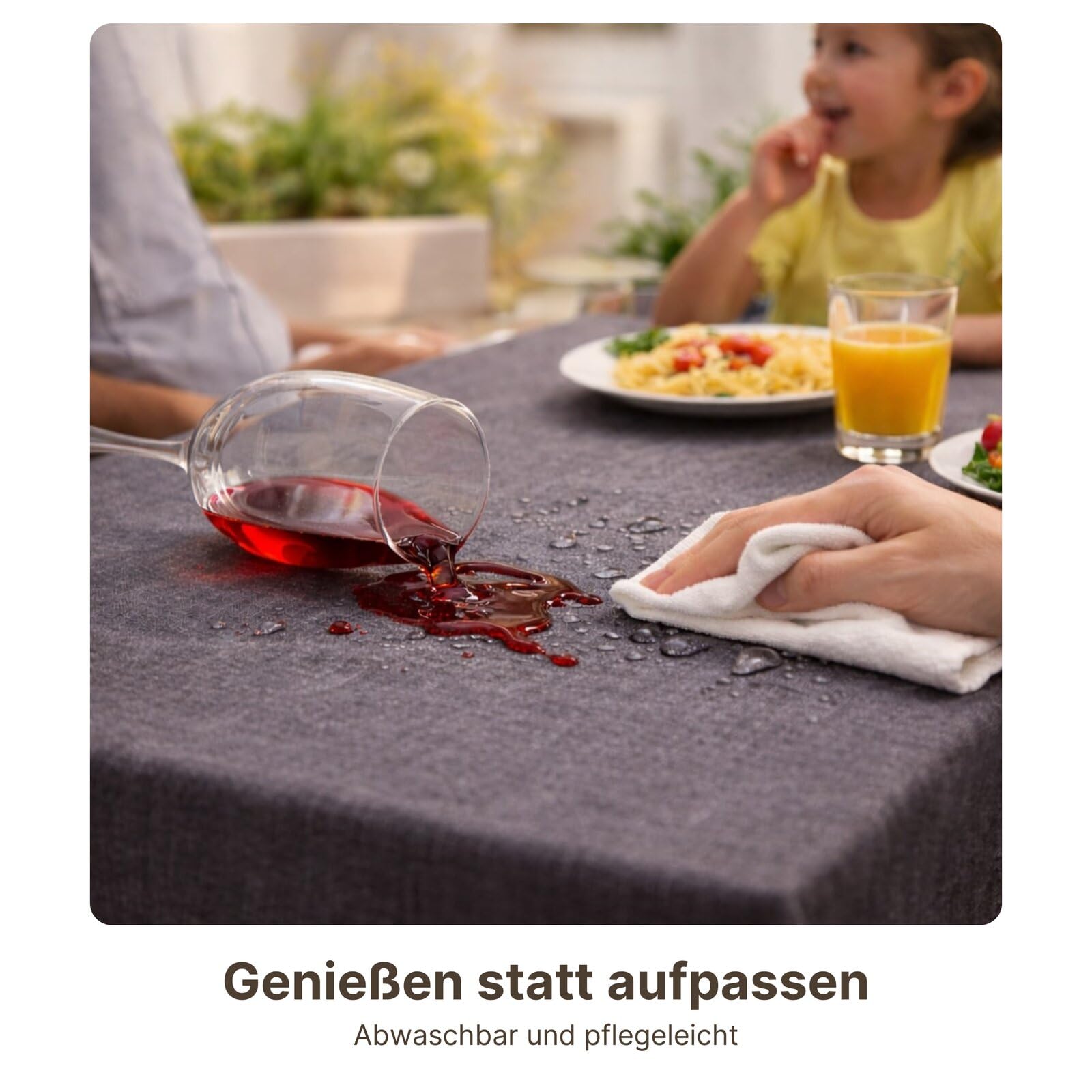 Textil Tischdecke Leinen-Optik 160x360cm eckig mit Fleck-Schutz Weiss *Tafeltuch* Farbe wählbar