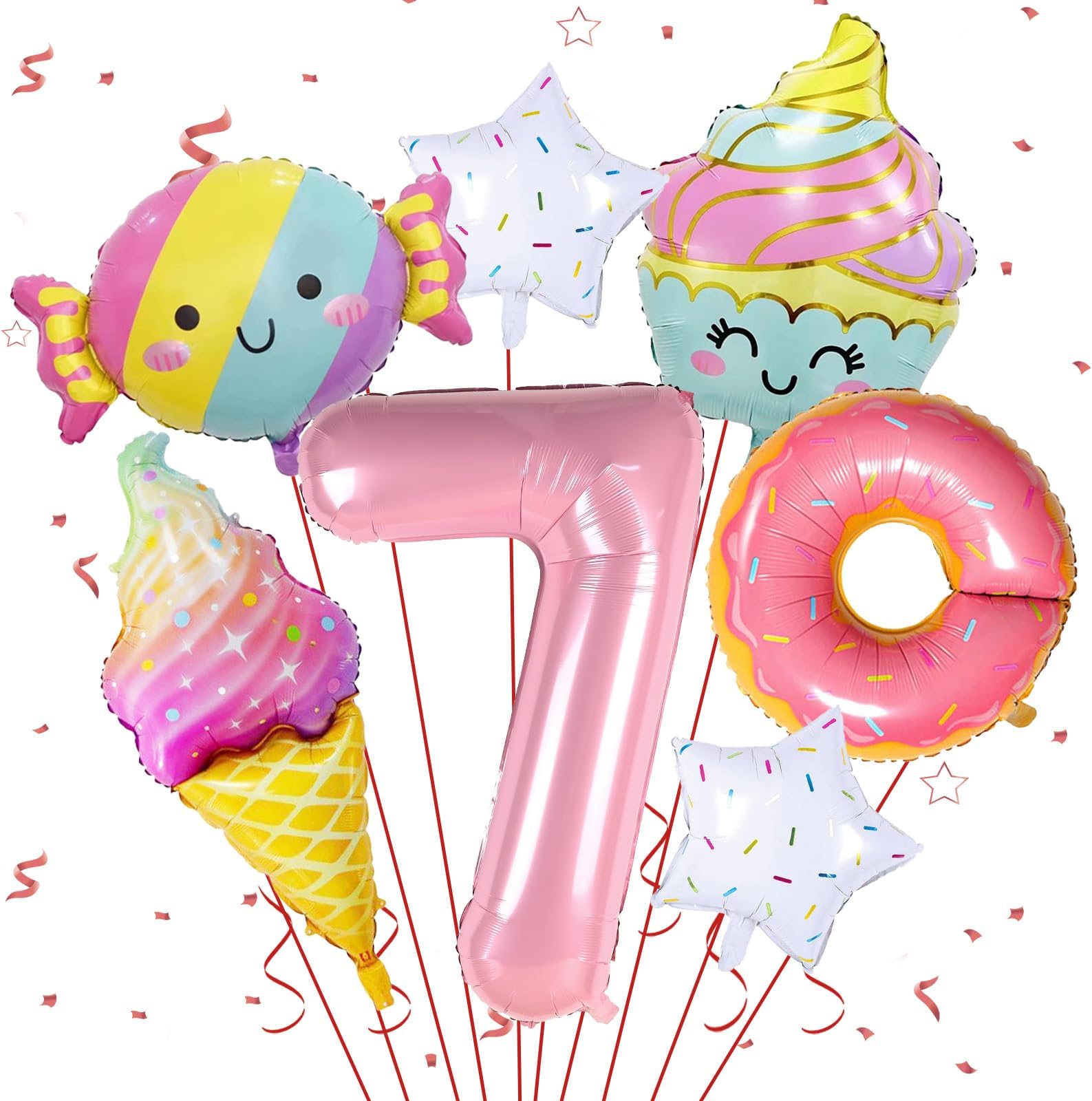 Donut 7th Birthday Decorations - Sweet Party Supplies, Foil Balloons & Backdrops for Girls
