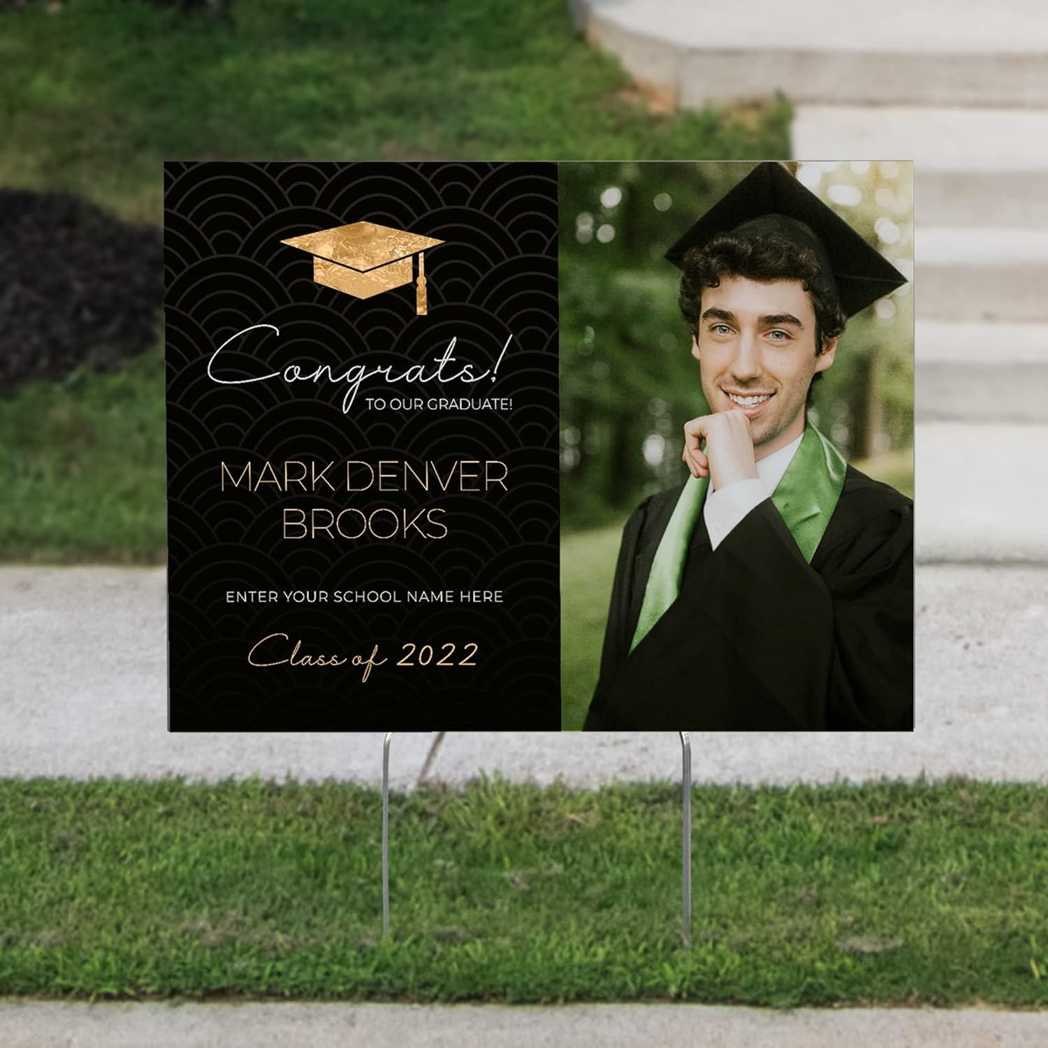 24"x18" Personalized 2024 Graduation Yard Sign, Custom Graduation Sign with Photo Print and Text, Class of 2024 Graduation and Congratulation Decorations, Corrugated Yard Signs C (Design 6)